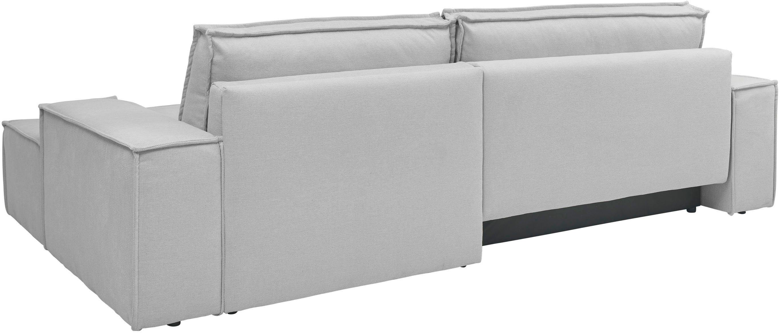 andas Hoekbank Finnley slaapbank 267 cm in Bouclé, fijne structuur en cord, L-vorm