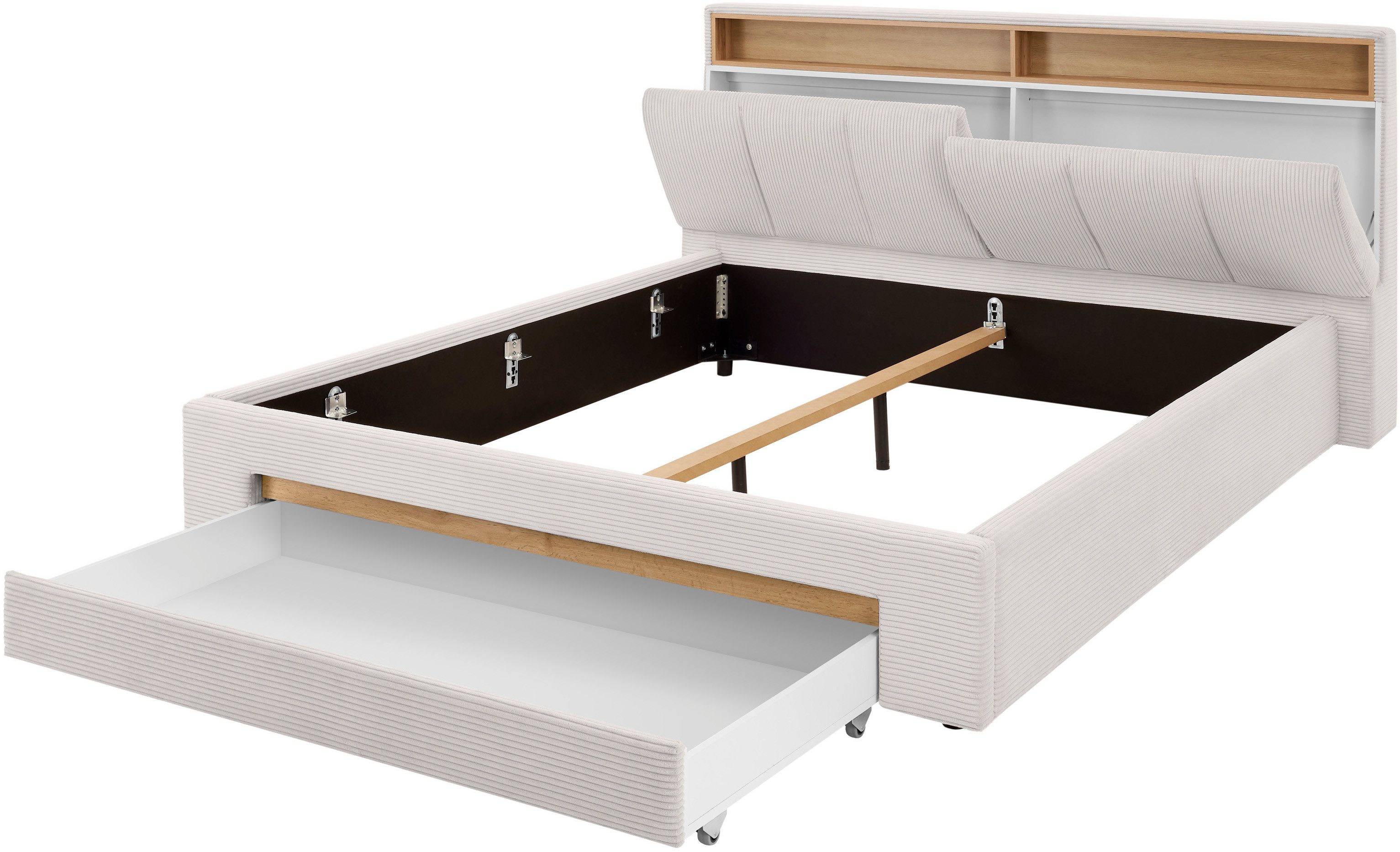 INOSIGN Gestoffeerd bed CiTY/GiRON,, gepolsterd opbergbed, met LED-verlichting Bedkisten met hondenbed of als opbergruimte, opklapbare hoofdeinden