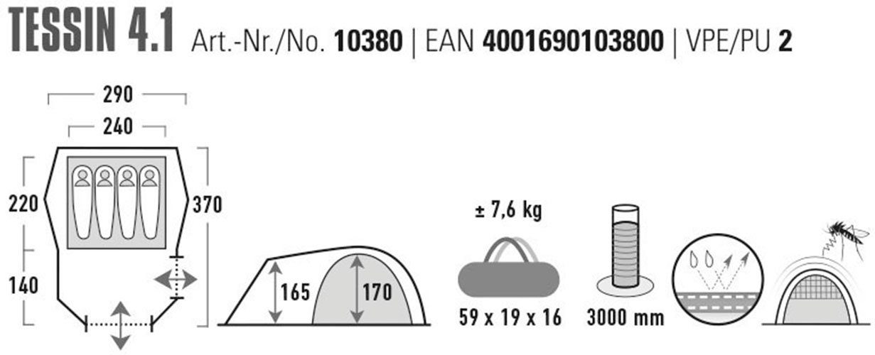High Peak Koepeltent Tent Tessin 4.1