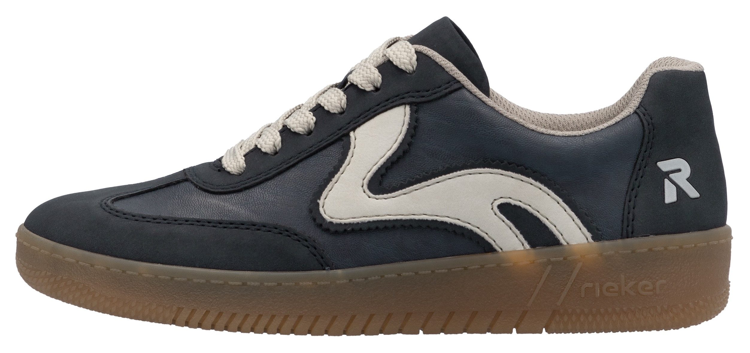 RIEKER Sport Plateausneakers vrijetijdsschoen, lage schoen, veterschoen in vegan uitvoering