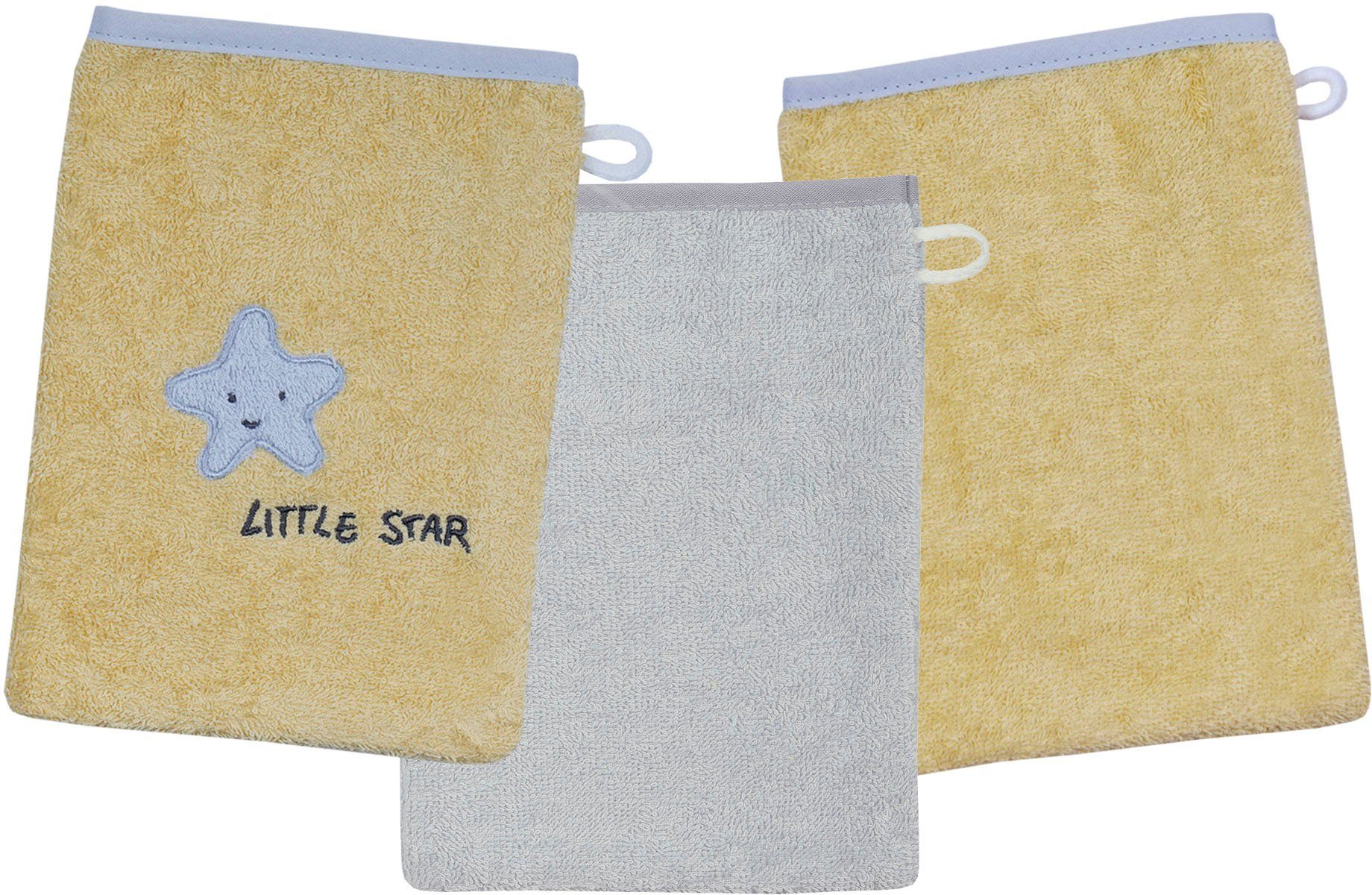 Wörner Washandje Little Star washandje 3-delige set 1x met borduursel ster met tekst, 2x...