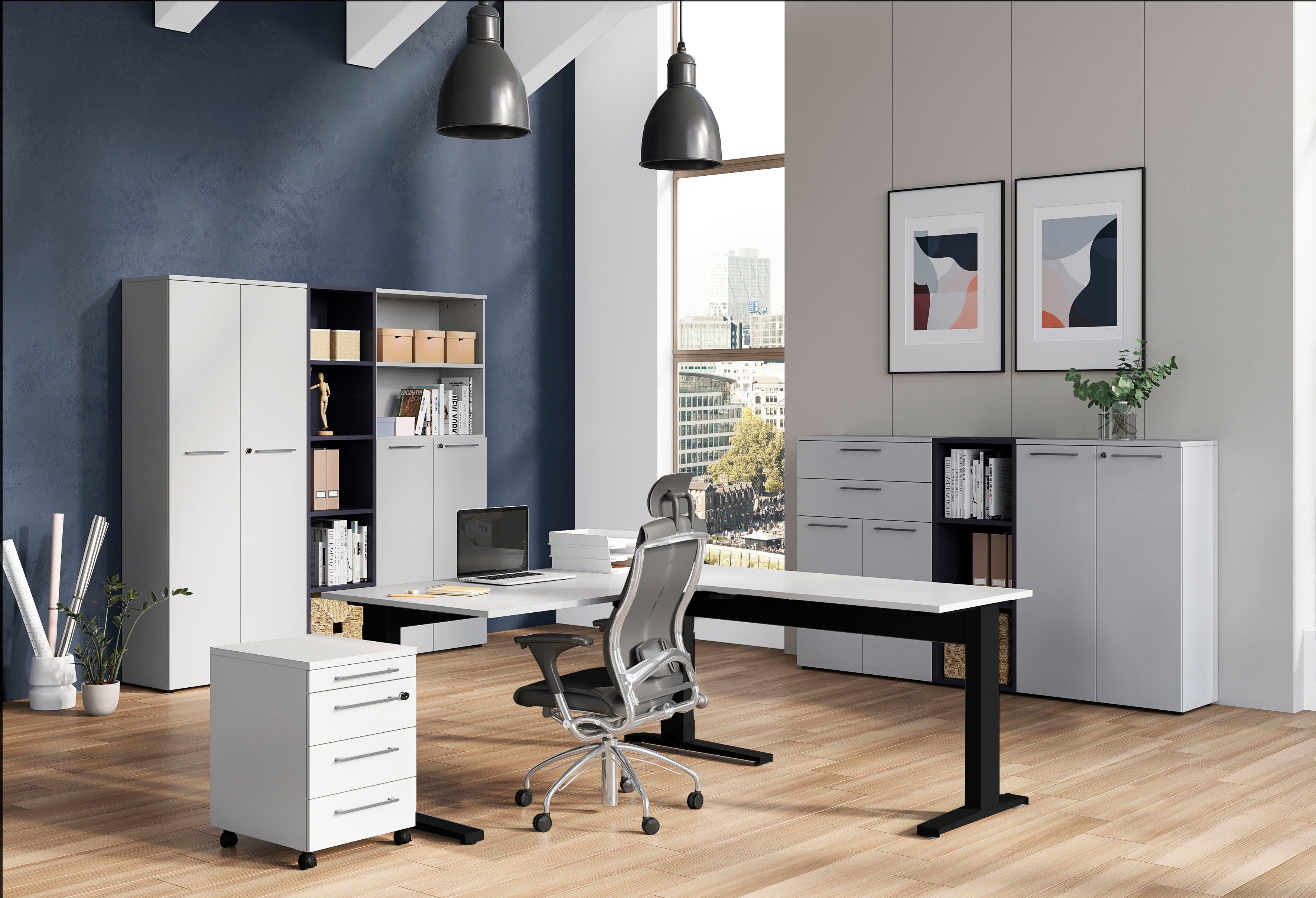 GERMANIA Archiefkast GW-Agenda, multifunctionele kast, afsluitbaar optioneel met 2 open vakken, afmetingen 80x197 cm, made in germany