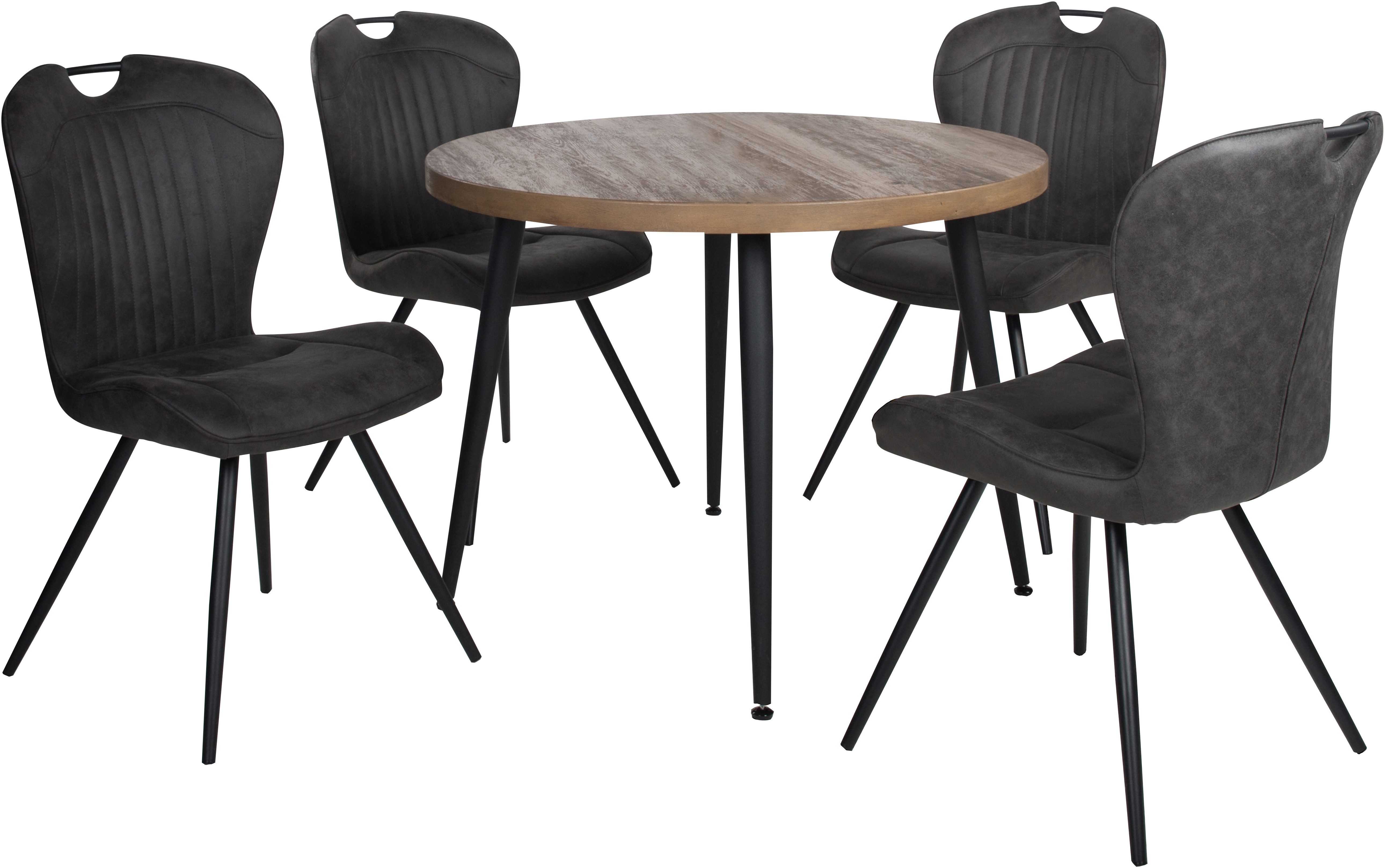 Duo Collection Eethoek Eetkamergroep Marla & Zoe Ø 100 cm, massief metalen frame, tot 100 kg belastbaar (set, 5-delig)