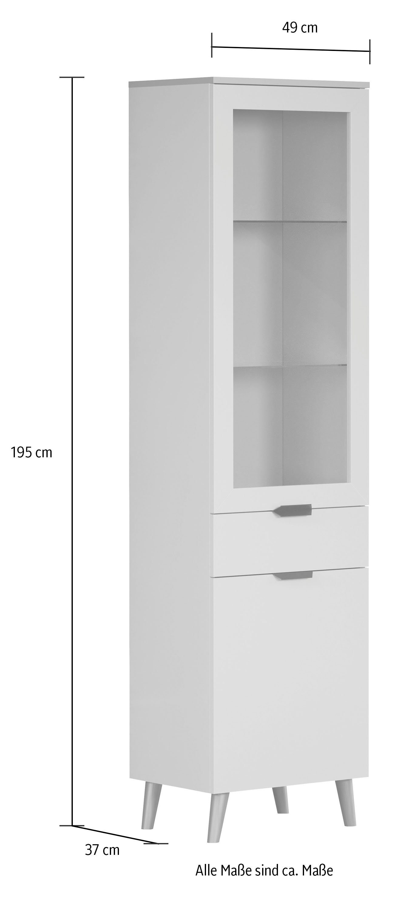 andas Vitrinekast Mikkeline Woonkamerkast met een glazen deur en 2 glazen planken, breedte 49 cm (1 stuk)