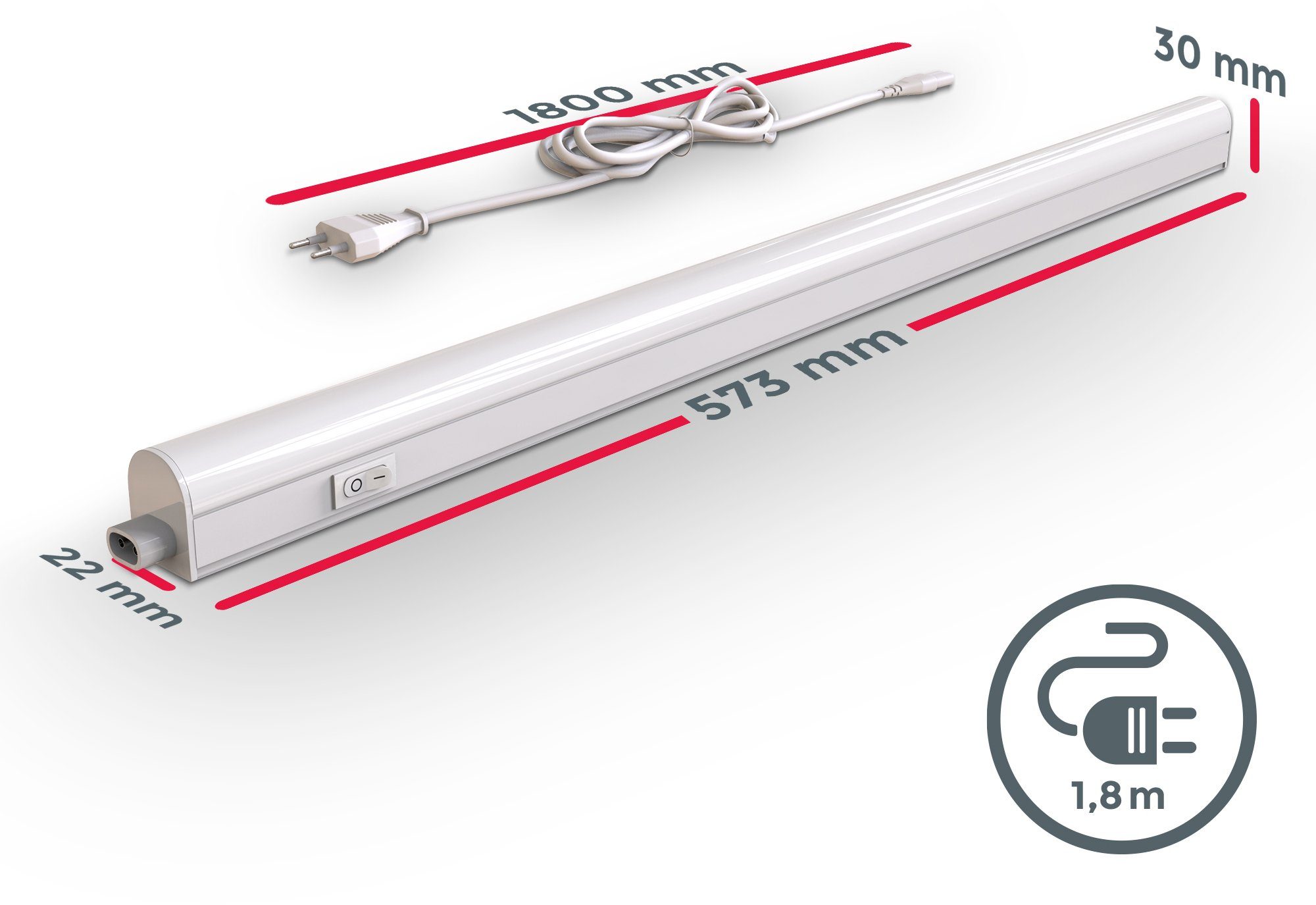 B.K.Licht Lichtstrook Onderbouwlamp, 8W 700lm, lichtbalk, keuken, verlichting, kast