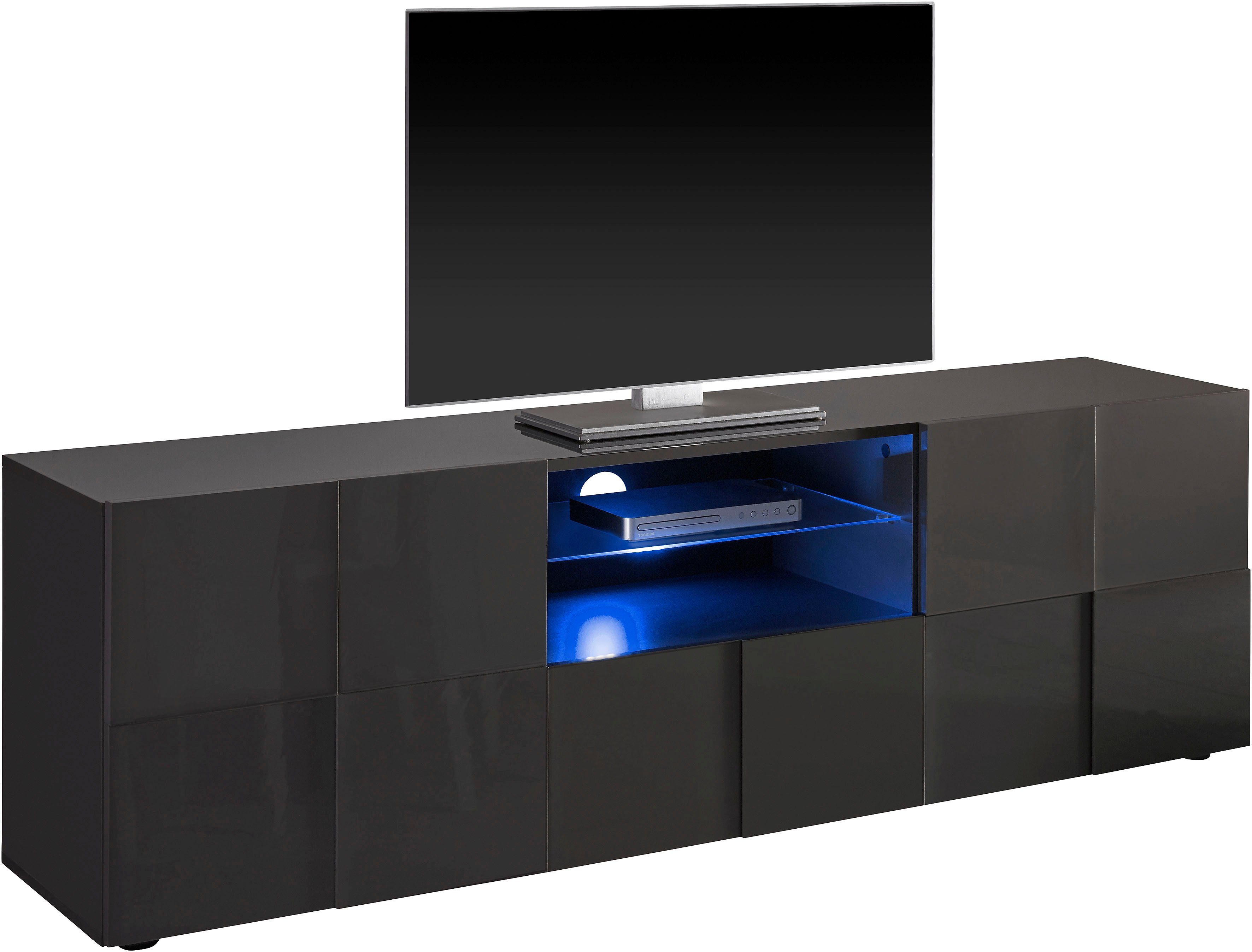 INOSIGN Tv-meubel Dama Breedte 181 cm, TV-meubel 2 deuren, 1 lade, TV-kast Front in 3D-uiterlijk, veel opbergruimte, verschillende kleuren