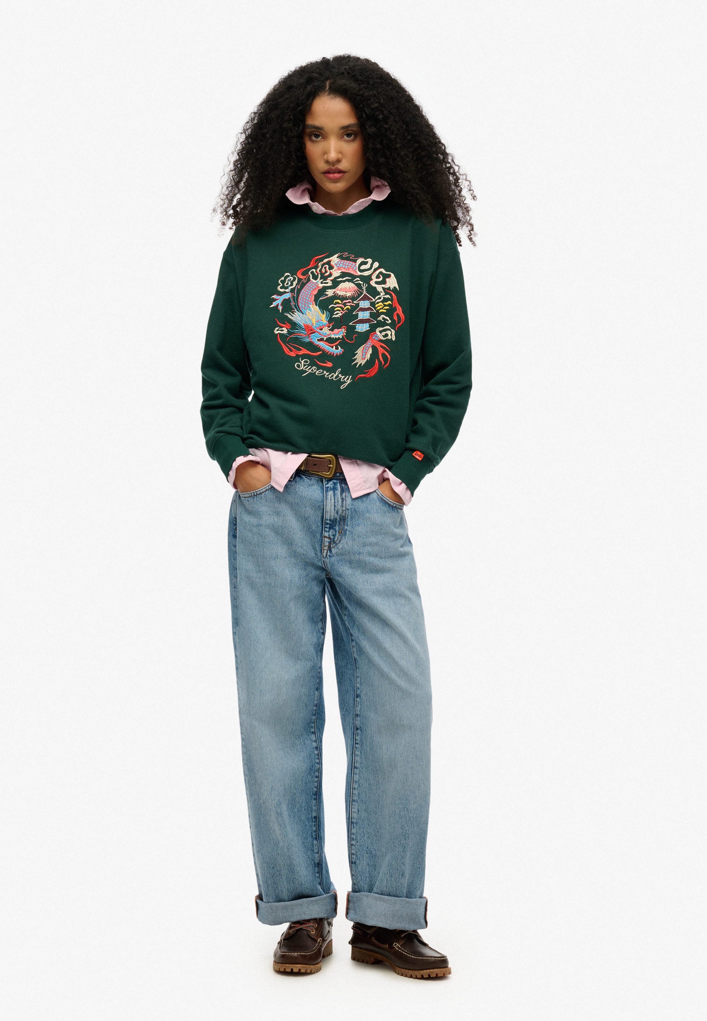 Superdry Sweatshirt SUIKA EMBROIDERED LOOSE CREW