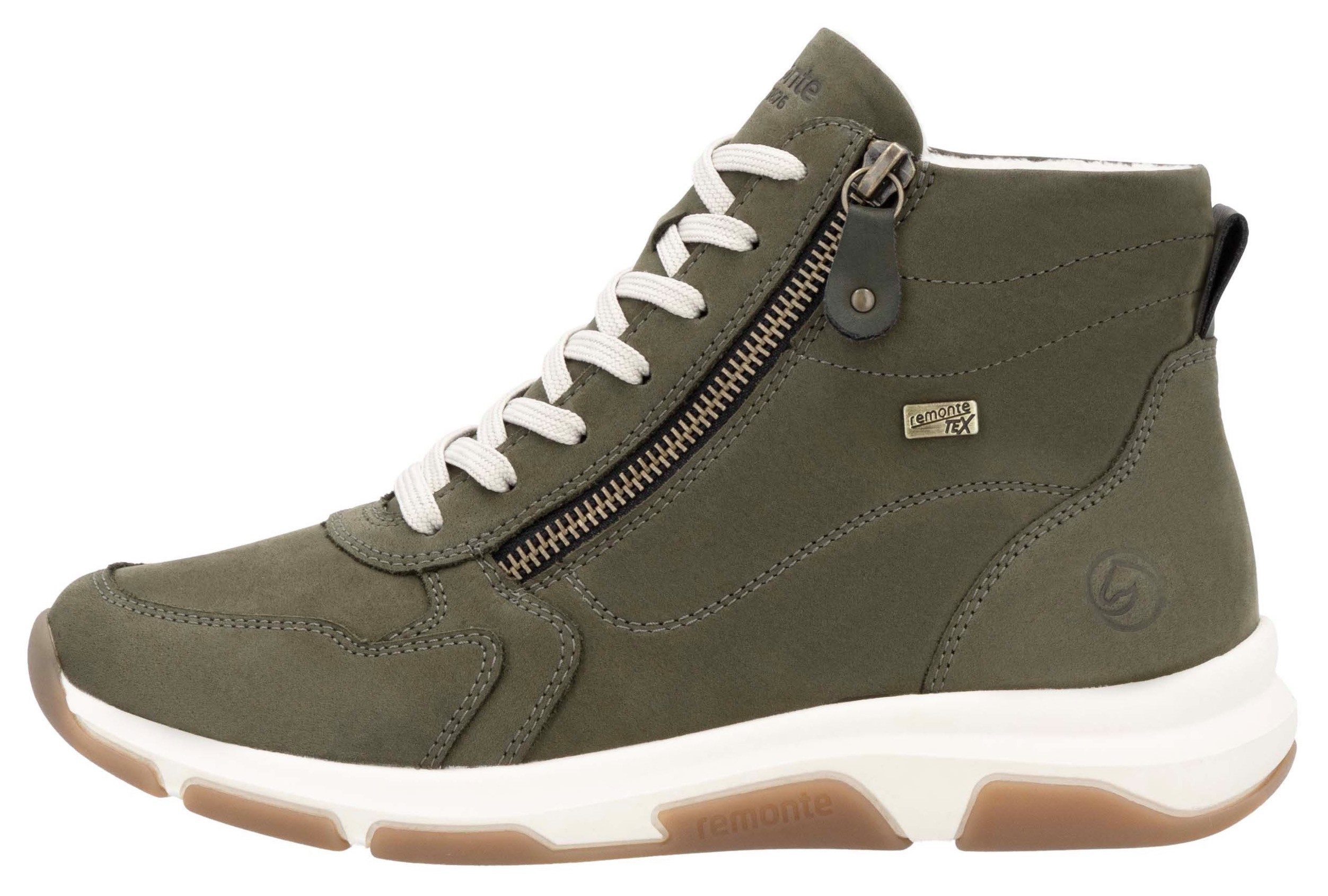 Remonte Sneakers met sleehak high-top sneaker, veterschoen, vrijetijdsschoen met buitenrits
