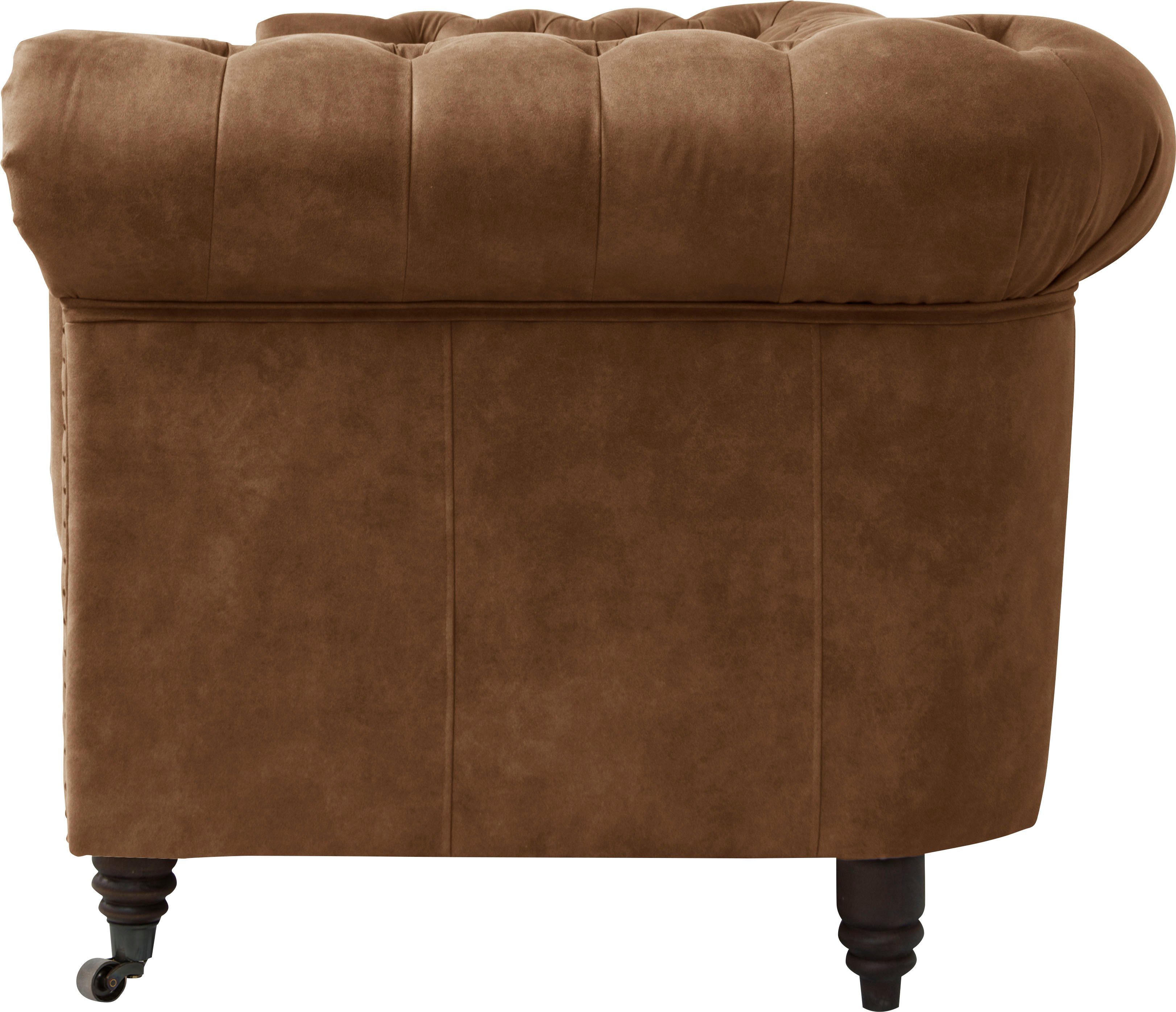 Home affaire Chesterfield-bank Aarburg luxueuze capitonnage en siernagels in chesterfield-design