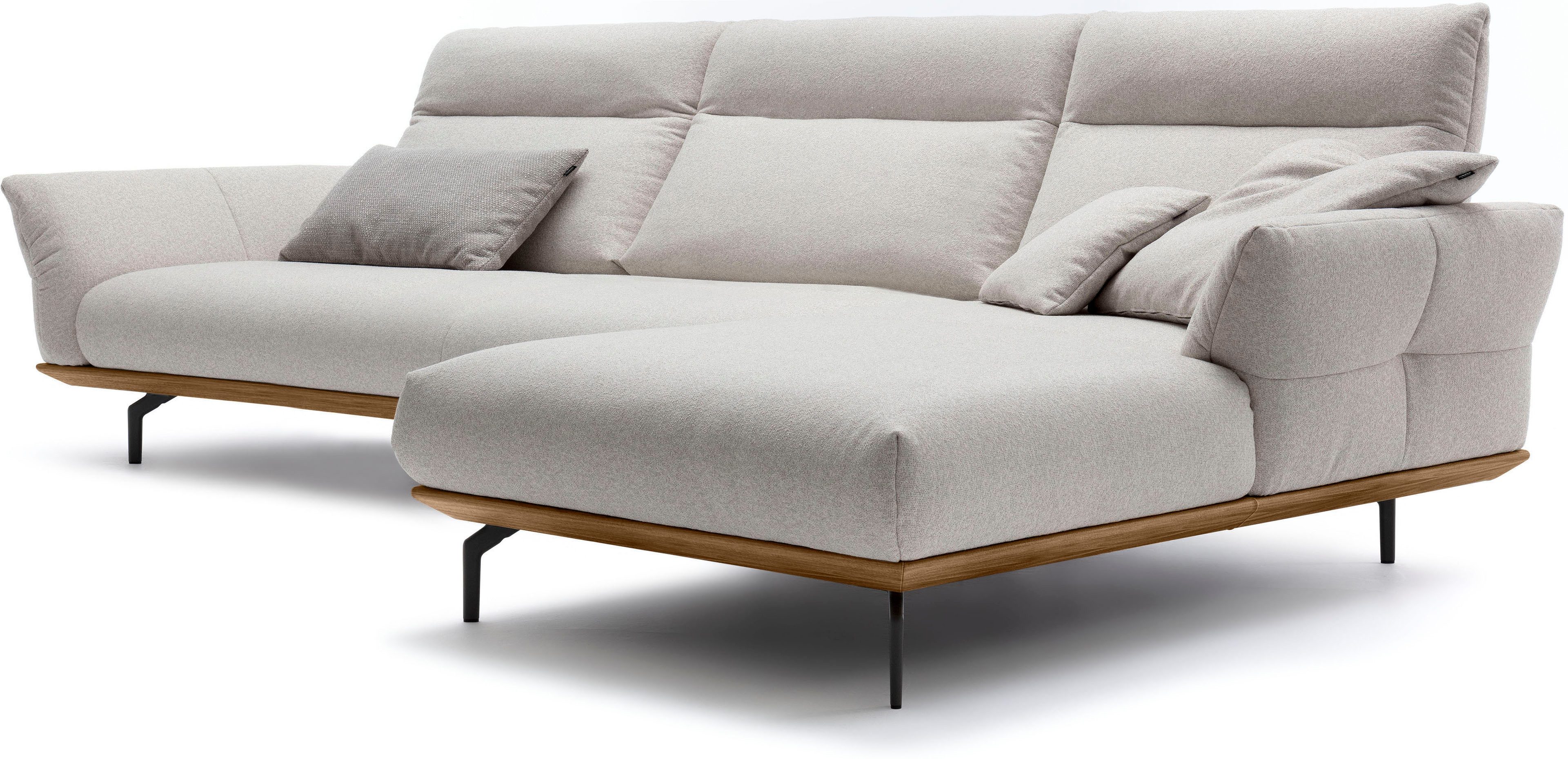 Creation BY ROLF BENZ Hoekbank CR.460 Sokkel in walnotenhout, onderstel in umbra grijs, breedte 338 cm