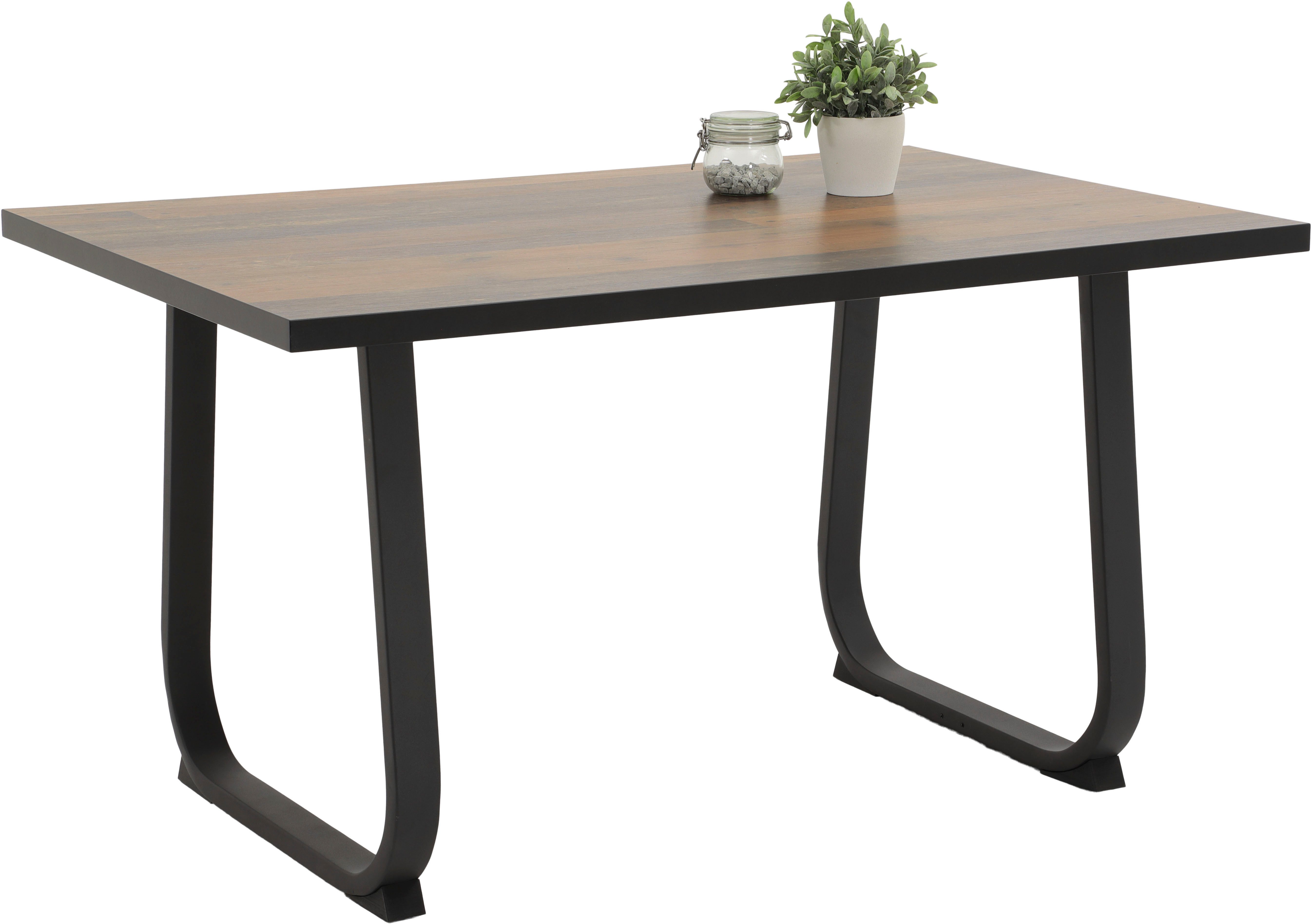 HELA Eethoek RUHR Kufentafel 140x90 cm, schommelstoel en bank met verenmand, comfortzit (4-delig)