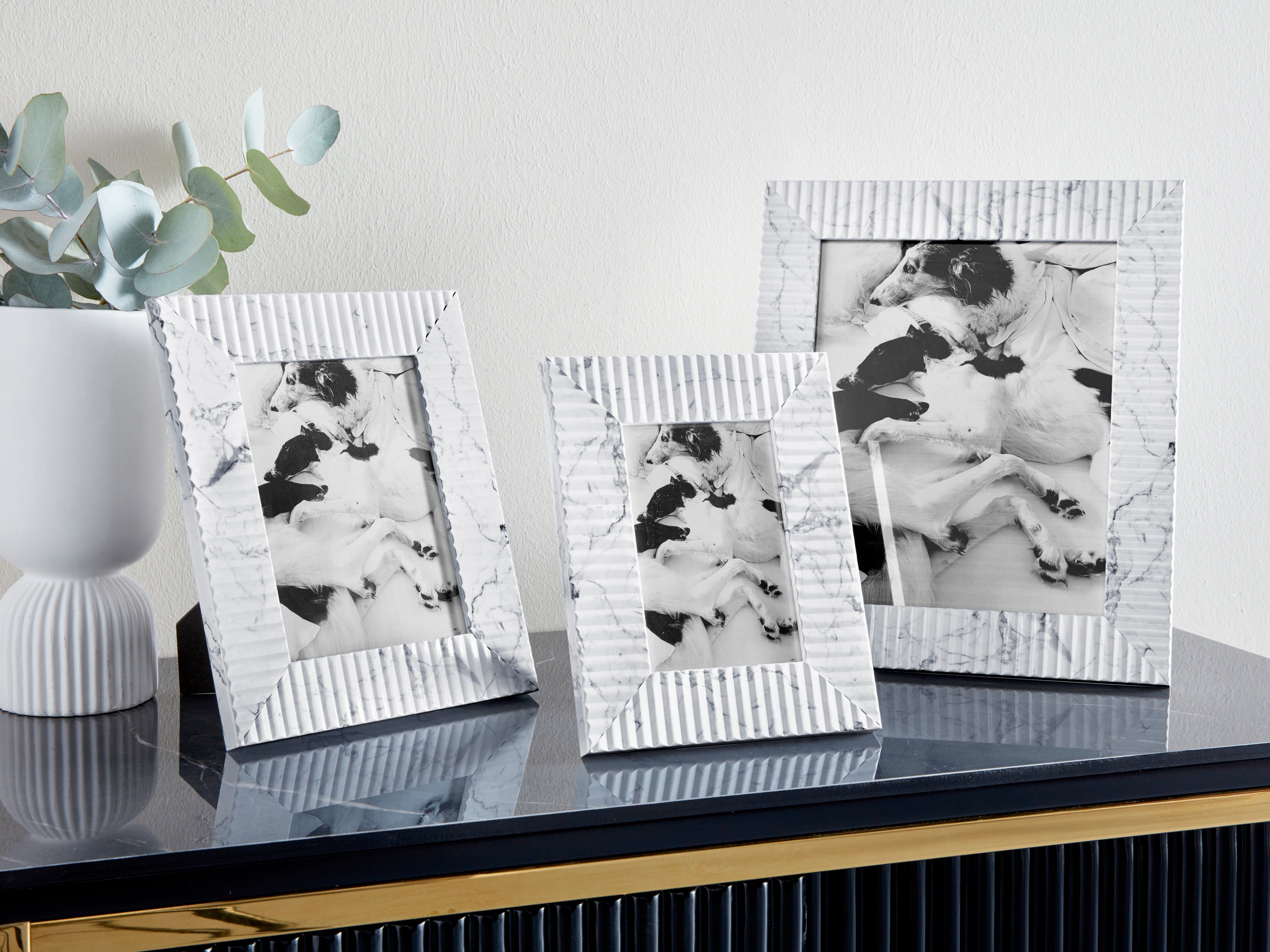 Guido Maria Kretschmer Home&Living Fotolijstje Trix in marmer-look | zwart | wit (set, 3 stuks)