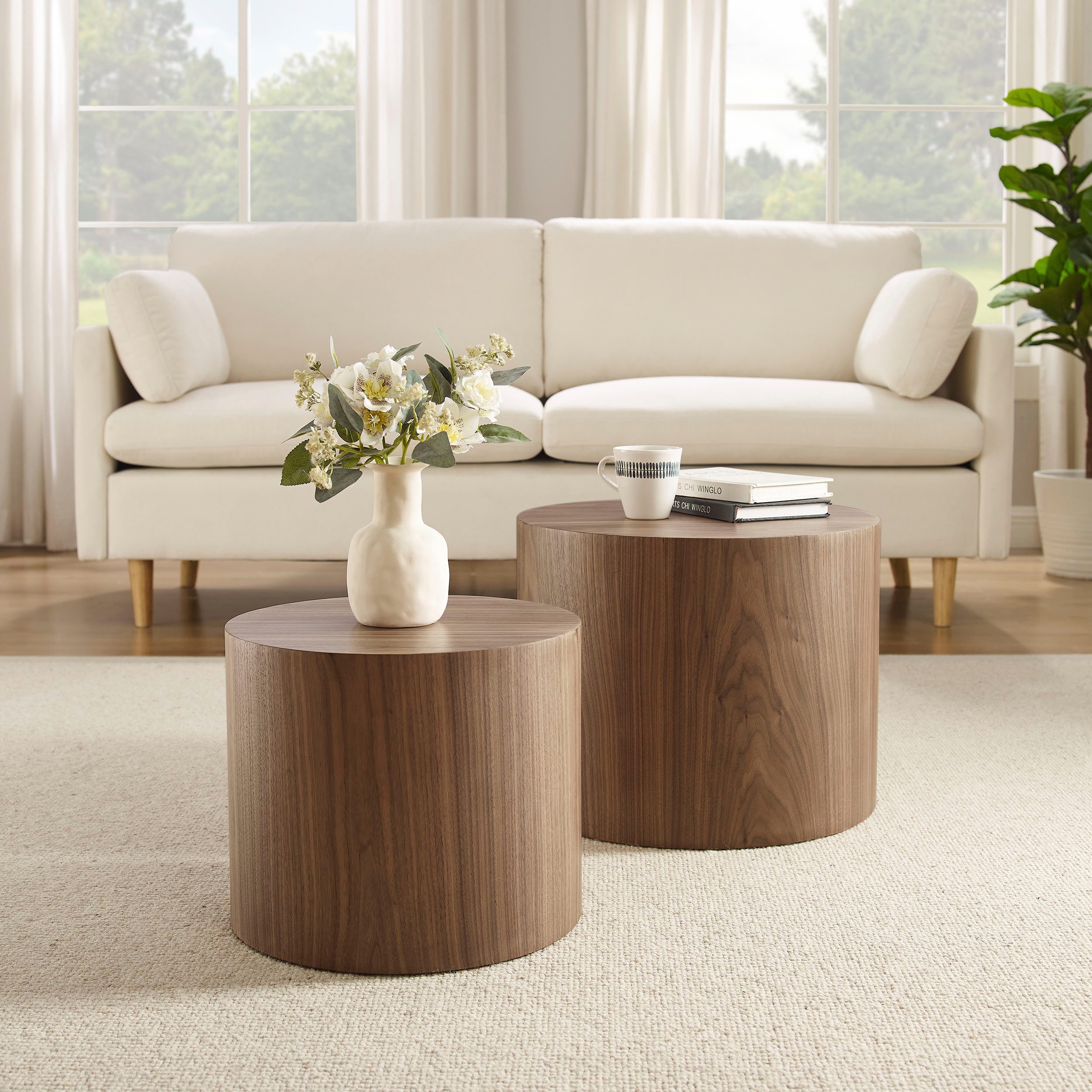 SalesFever Salontafel met houtfineer (2 stuks) salontafels bruin