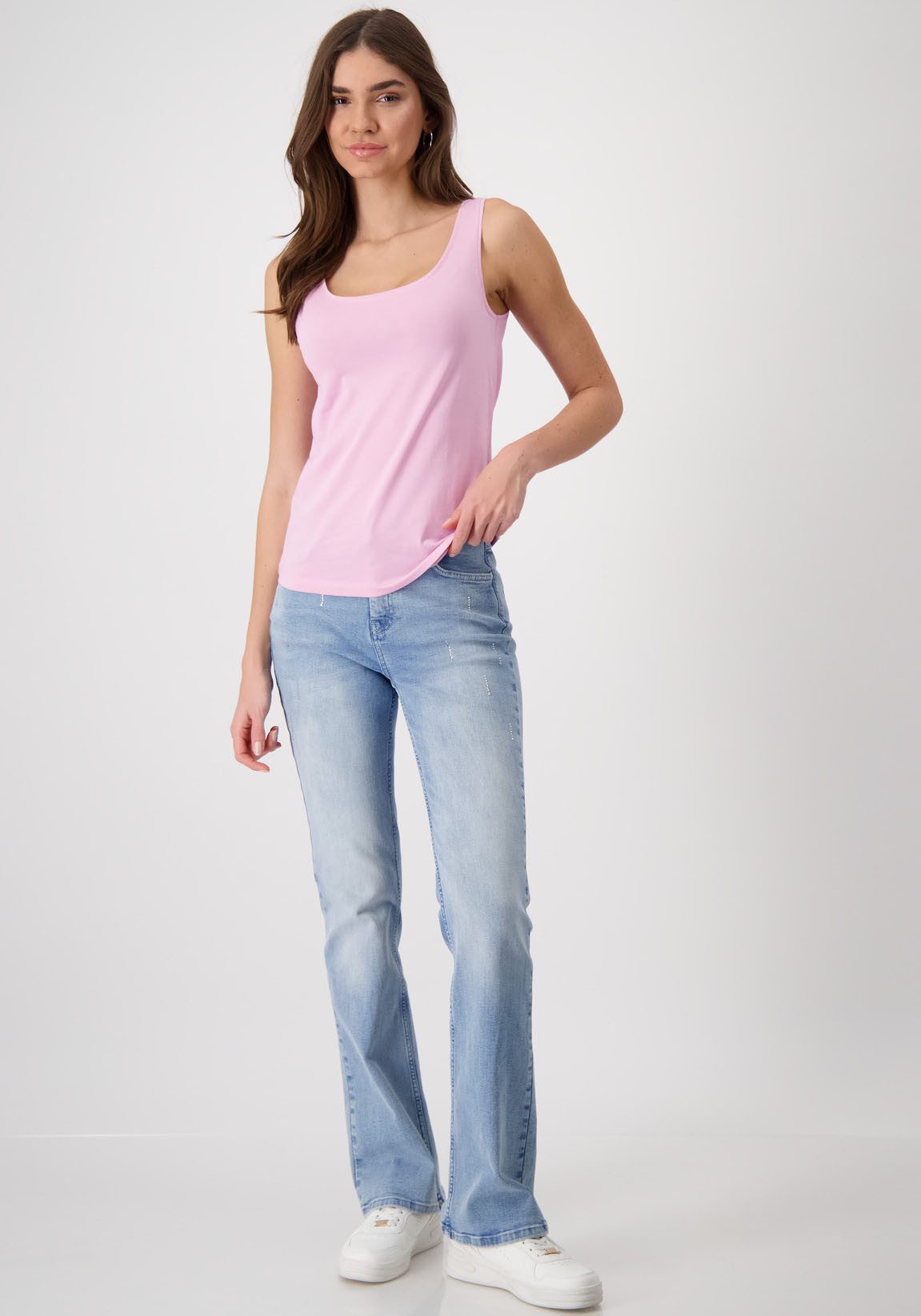 Monari Tanktop Met diepe ronde hals