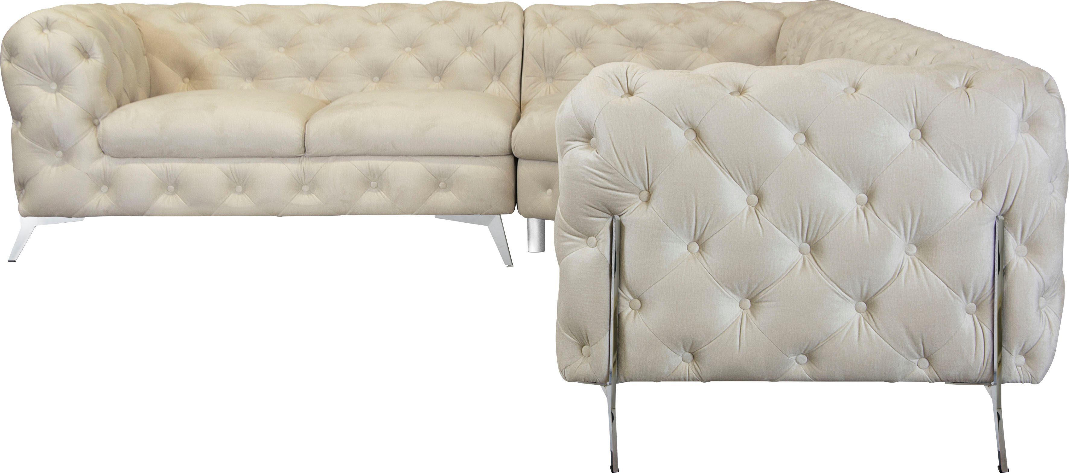 Leonique Chesterfield-bank Amaury L-vorm grote hoekbank, chesterfield-look, breedte 323 cm, kleur van de poten ter keuze
