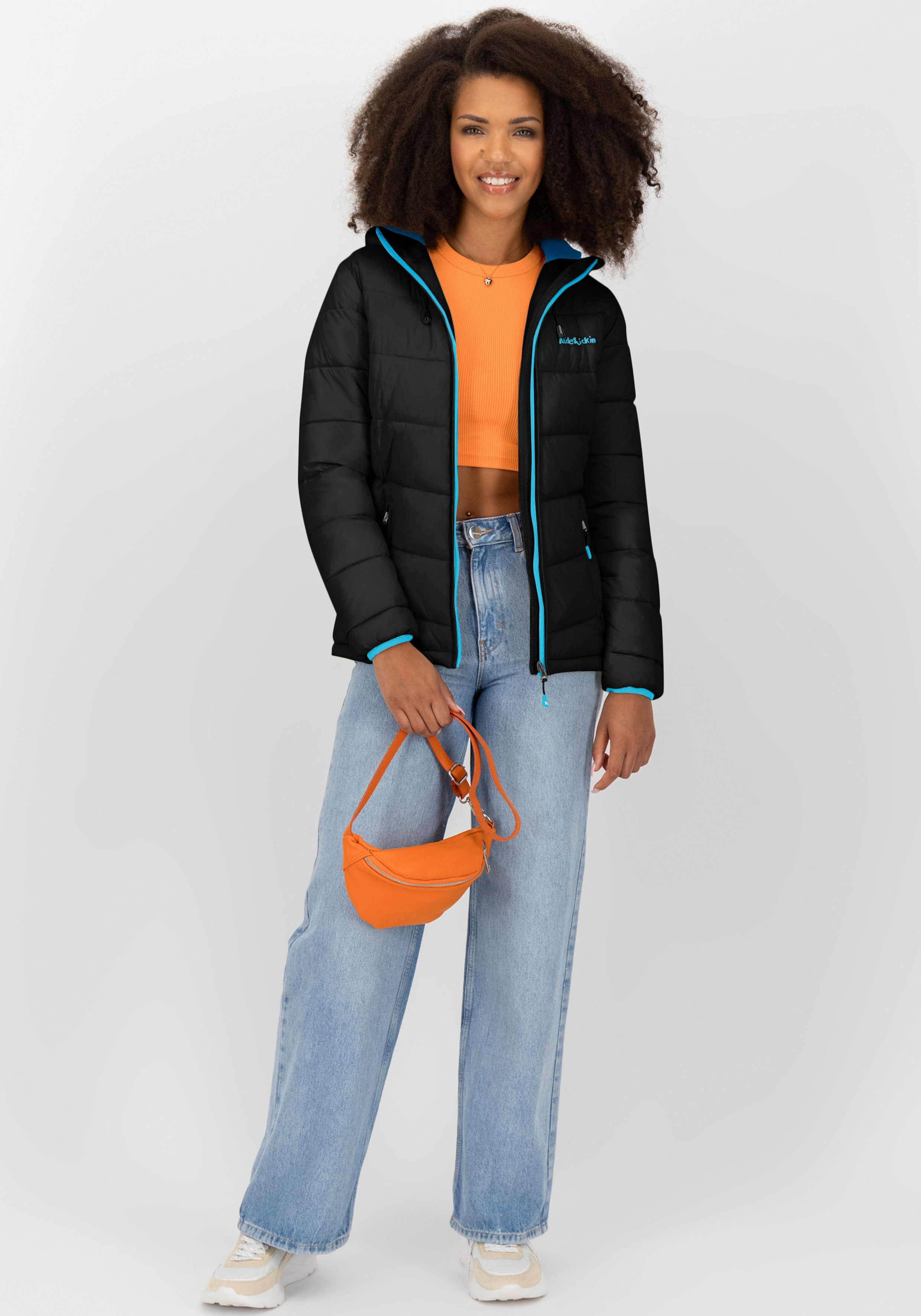 Alife & Kickin Gewatteerde jas AndriaAK lichte getailleerde tussenjas met brede stiksels en capuchon