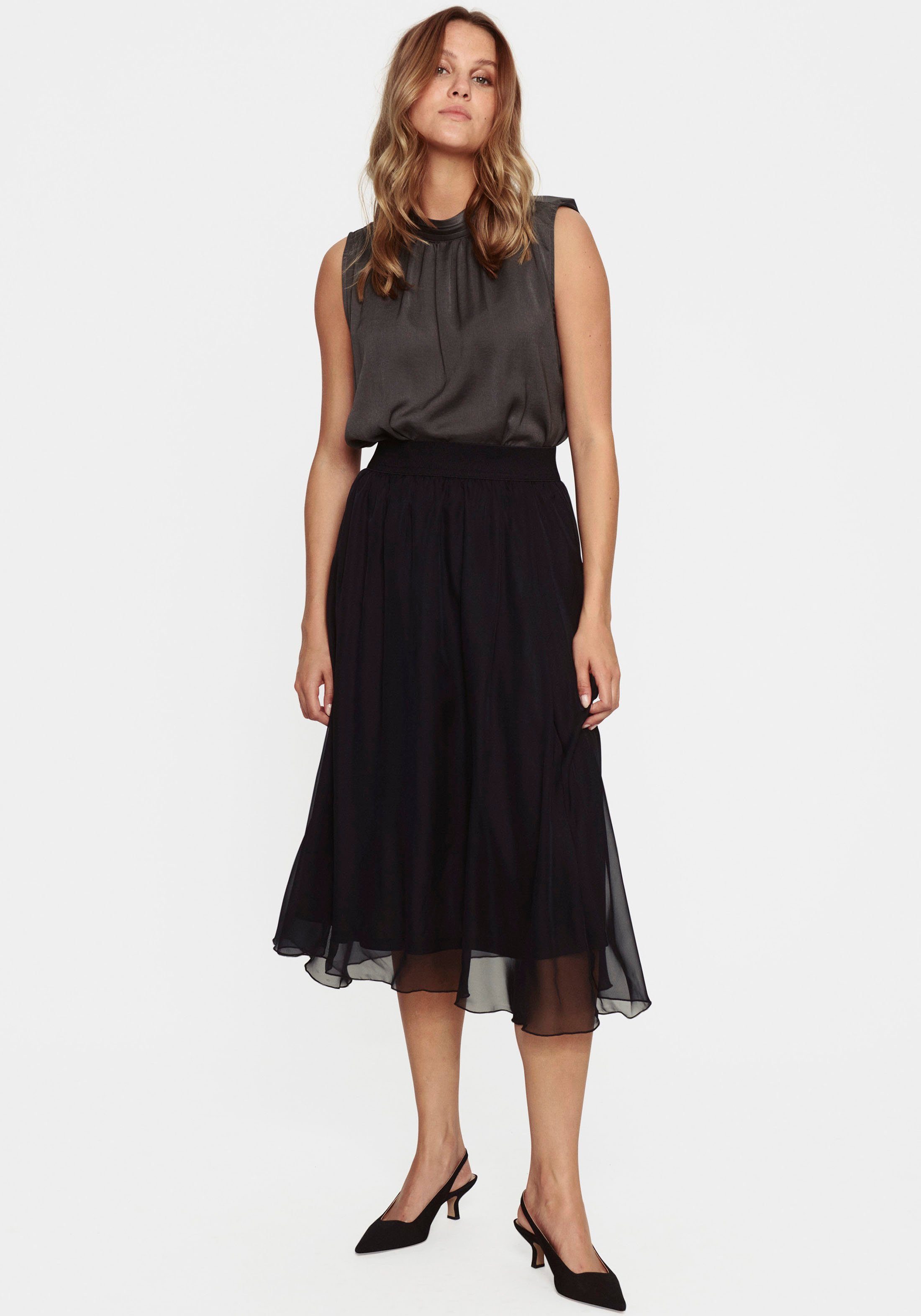 Saint Tropez Midirok CoralSZ Skirt gemaakt van chiffon