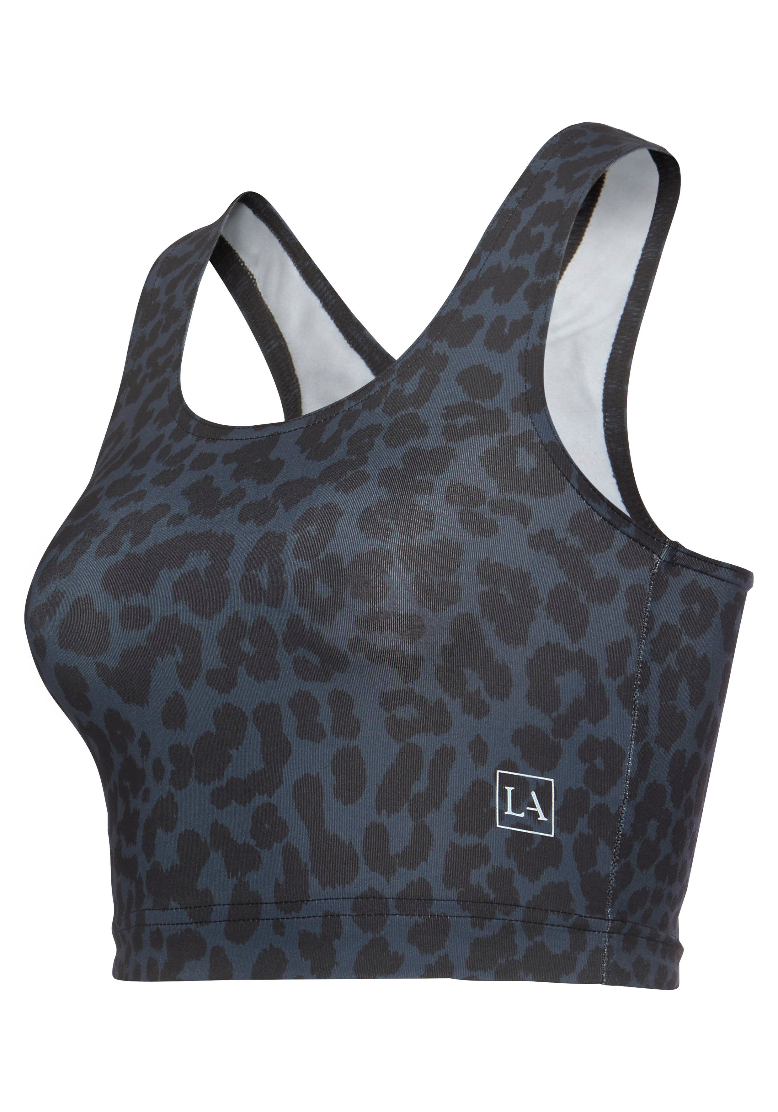 active by Lascana Functioneel shirt met luipaardmotief en brede schouderbandjes