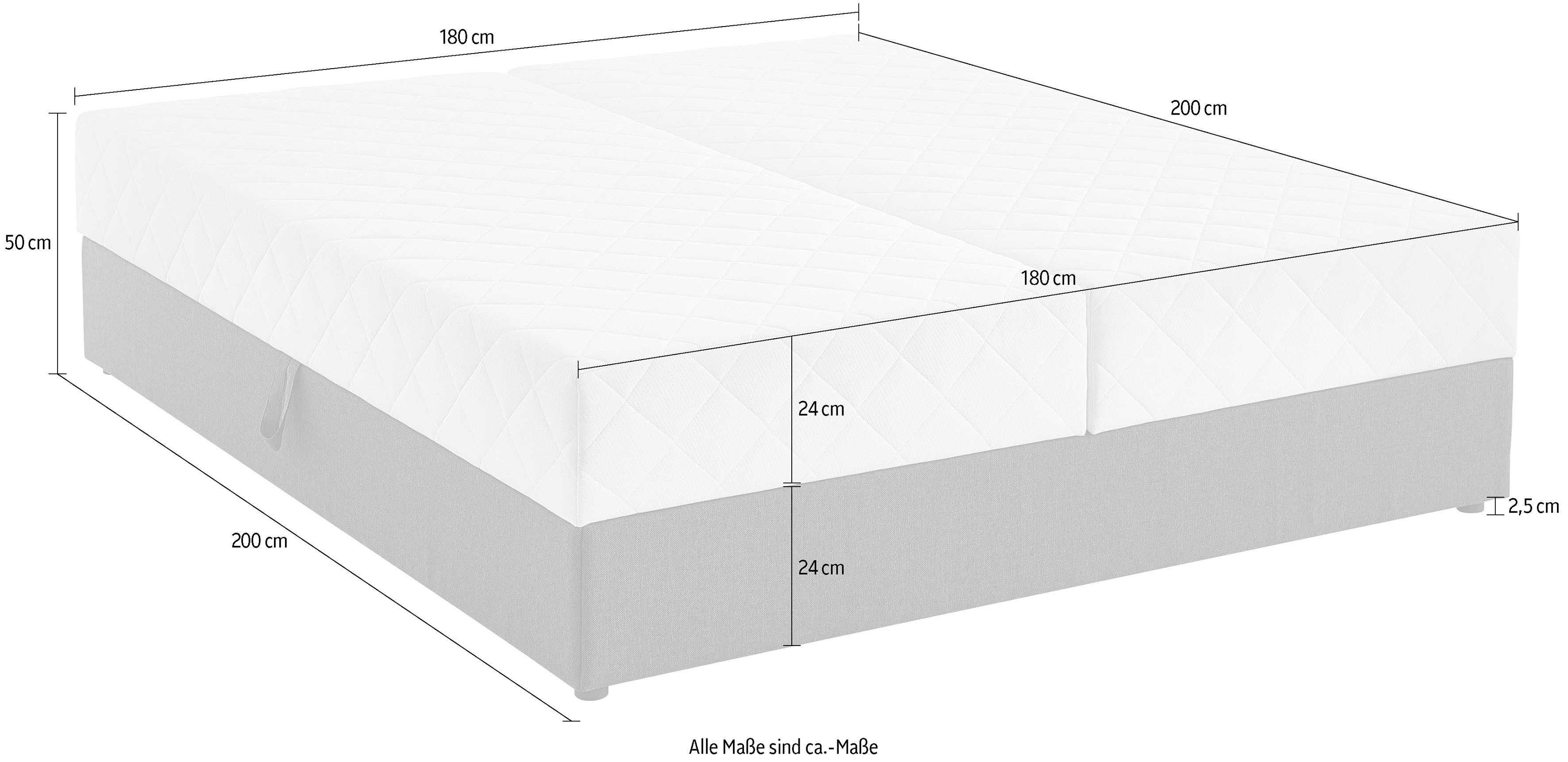ATLANTIC home collection Boxspring BELINA met pocketveringmatras en ruime bedlade