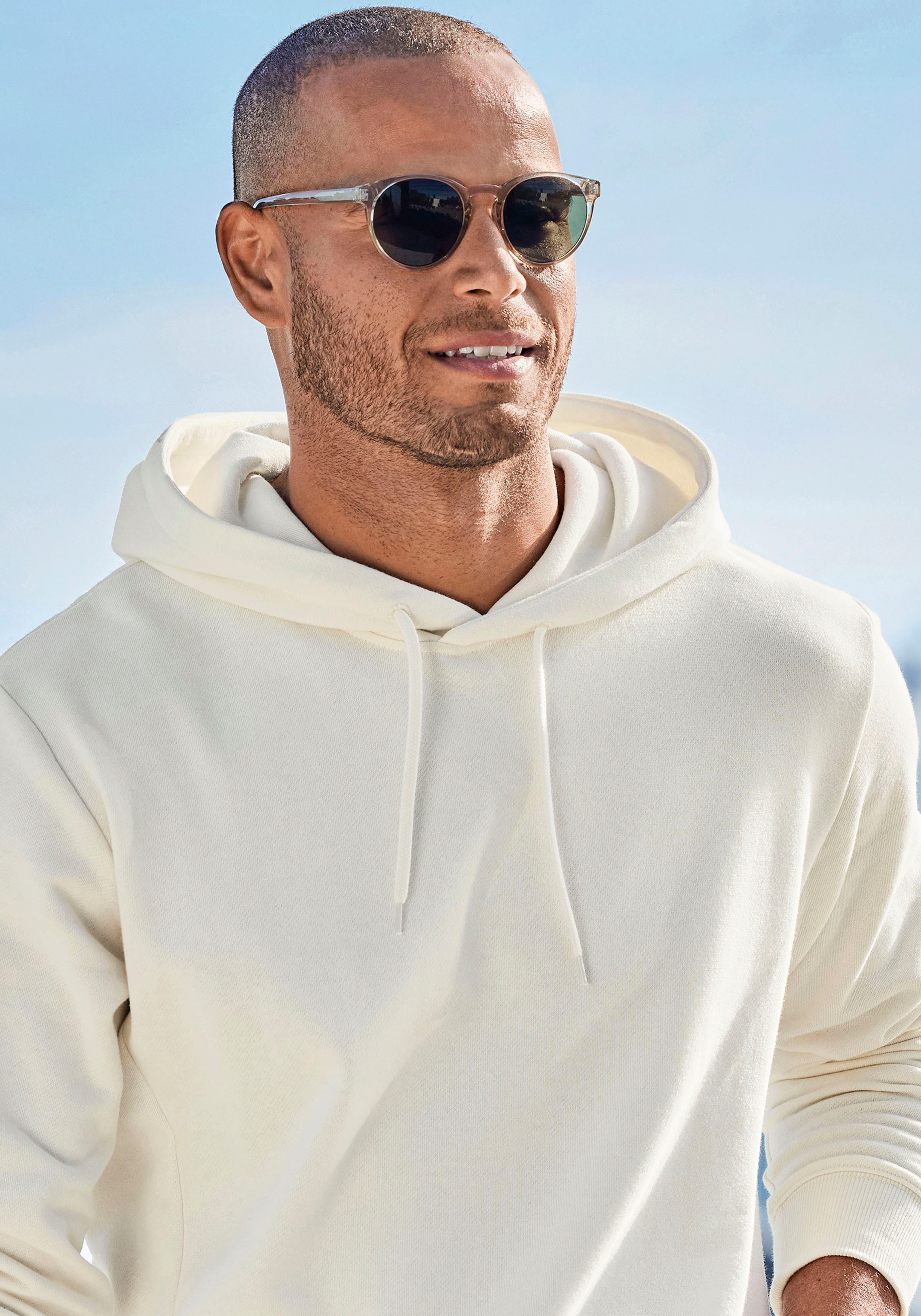 John Devin Hoodie Langarm, sweatshirt met ronde hals en capuchon, katoenmix