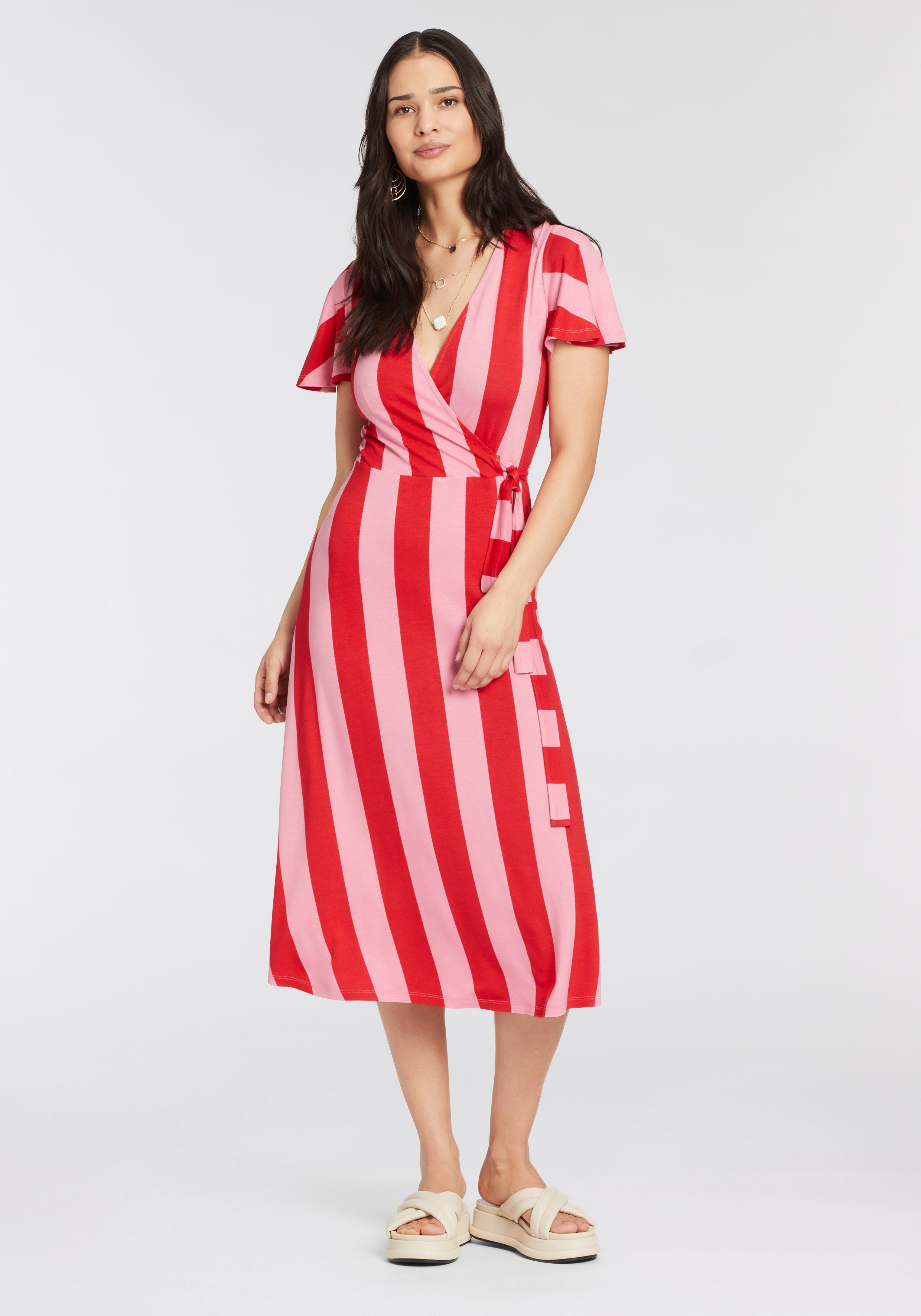 Laura Scott Midi-jurk met contraststrepen nieuwe collectie