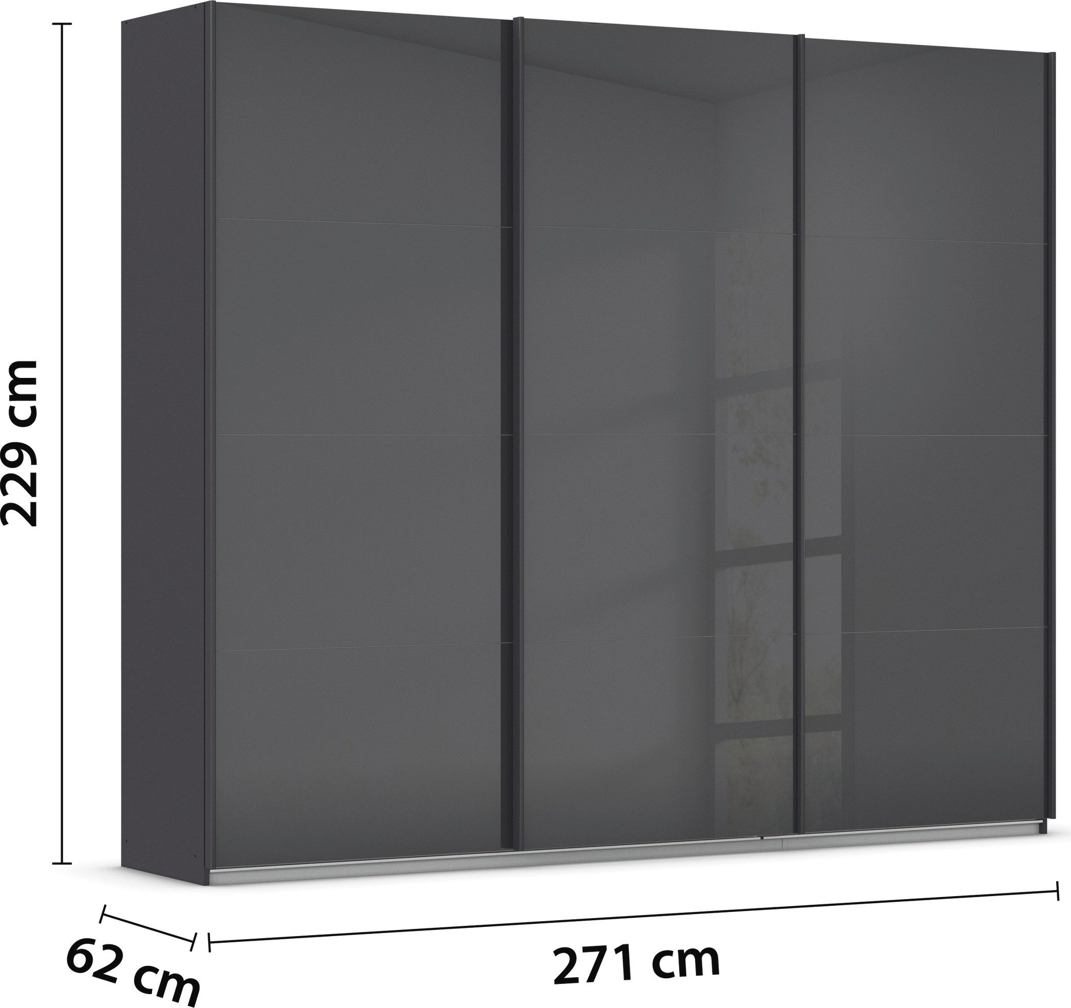 rauch Schuifdeurkast Kledingkast Kast Garderobe AGORDO met Glasfront doordachte binnenuitrusting, in 4 breedtes en 2 hoogtes made in germany