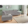 exxpo - sofa fashion hoekbank enya met verstelbare hoofdsteun, slaapfunctie naar keuze en bedkist grijs