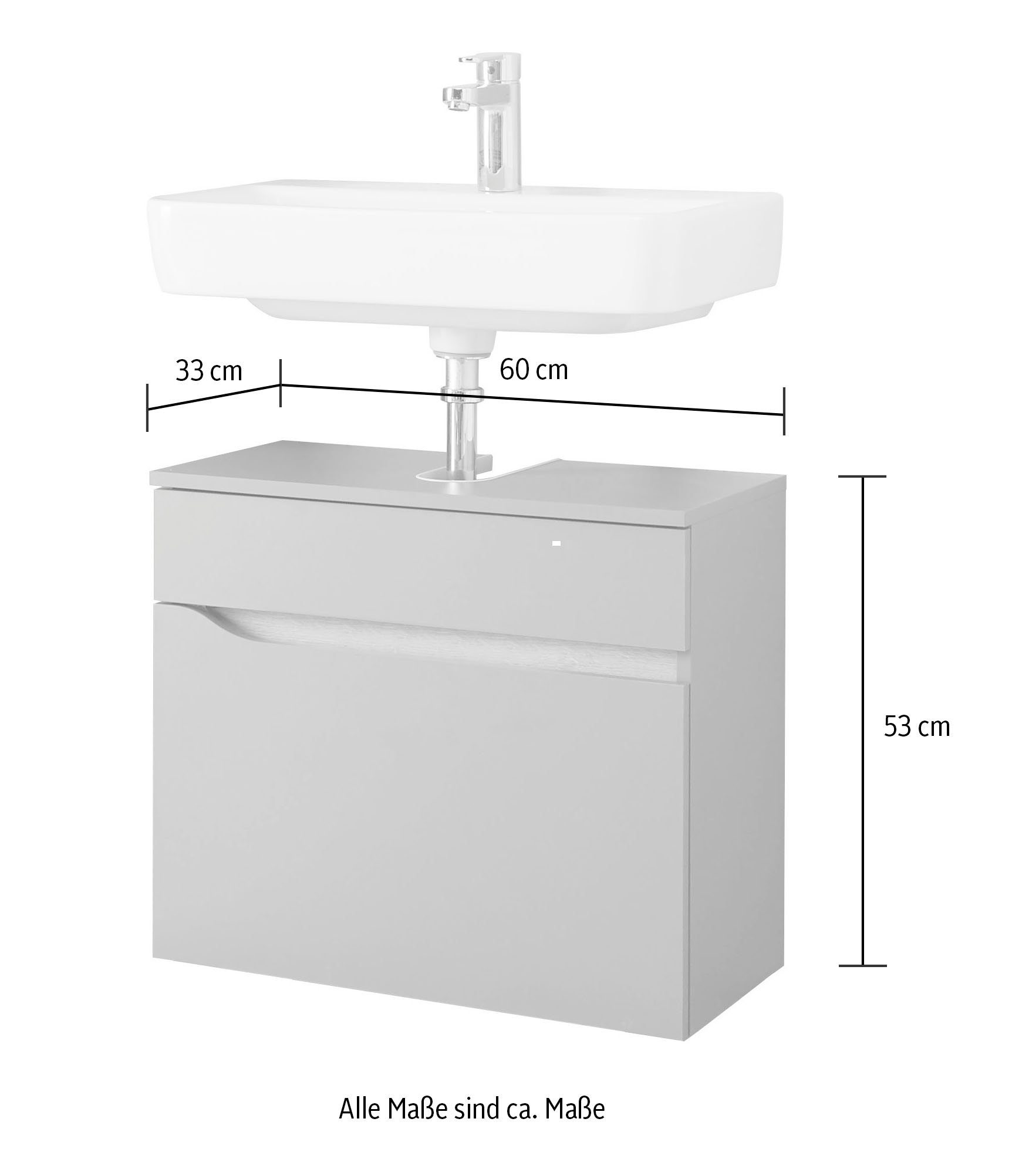Saphir Badkamerserie Quickset 2-delig, wastafelonderkast met led-spiegel Wastafel 70 cm breed, zonder wastafel, 1 lade, badset (2-delig)