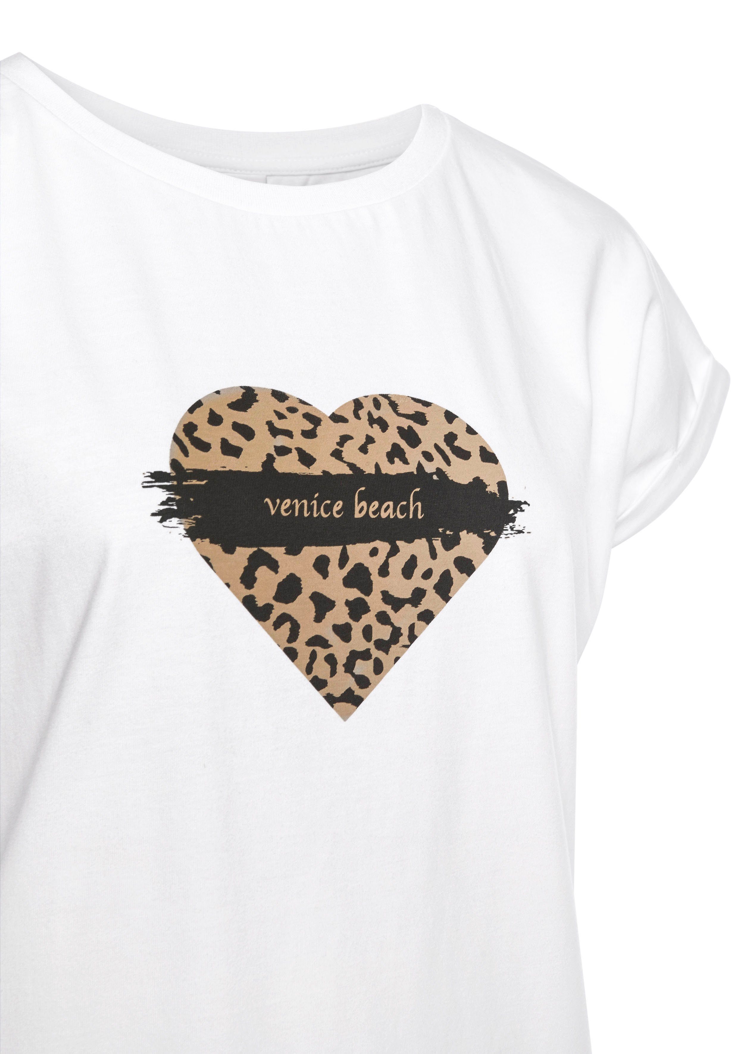 Venice Beach Shirt met korte mouwen met print op de voorzijde katoenen t-shirt losse pasvorm
