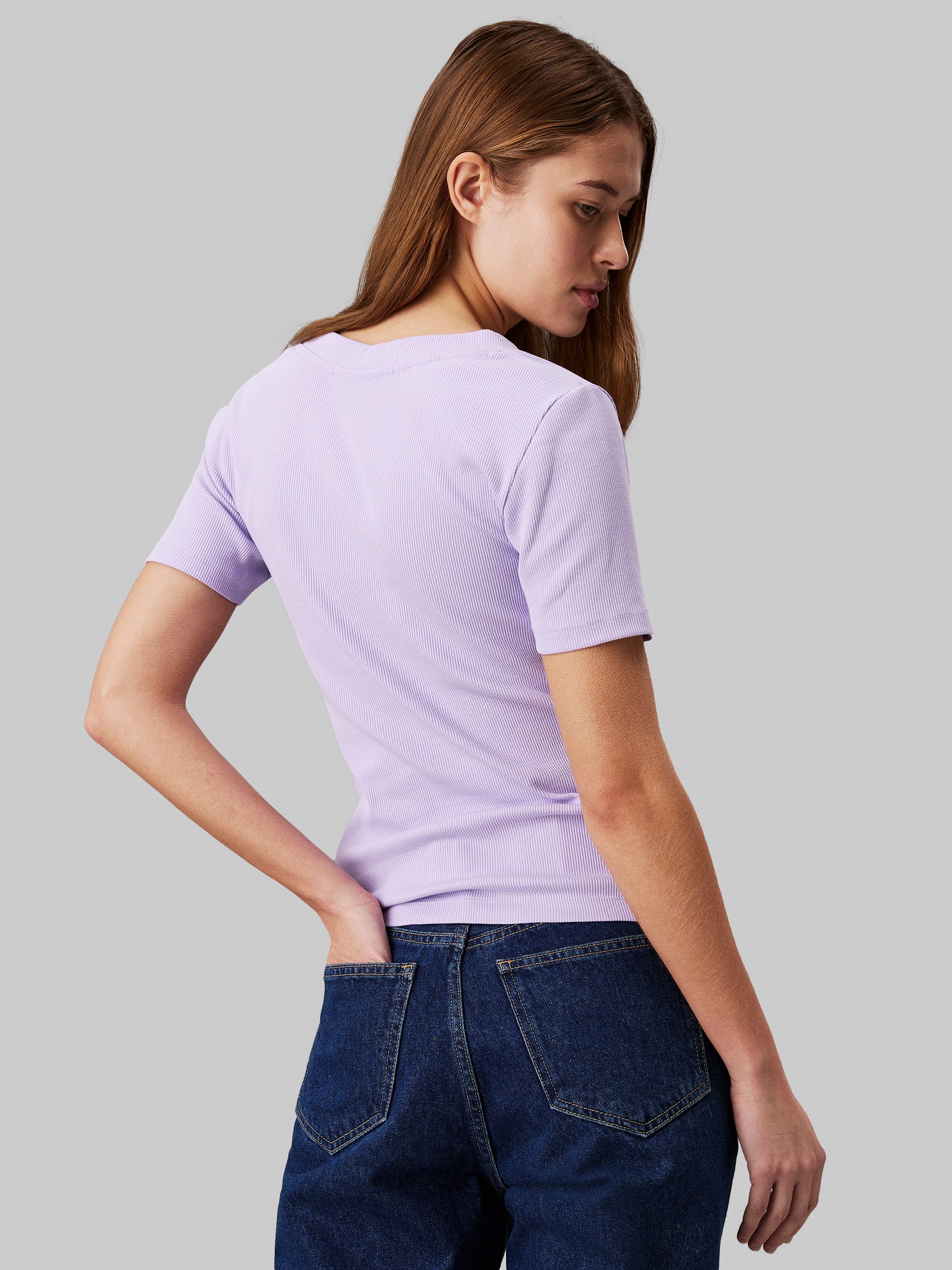 Calvin Klein T-shirt WOVEN LABEL RIB V-NECK TEE