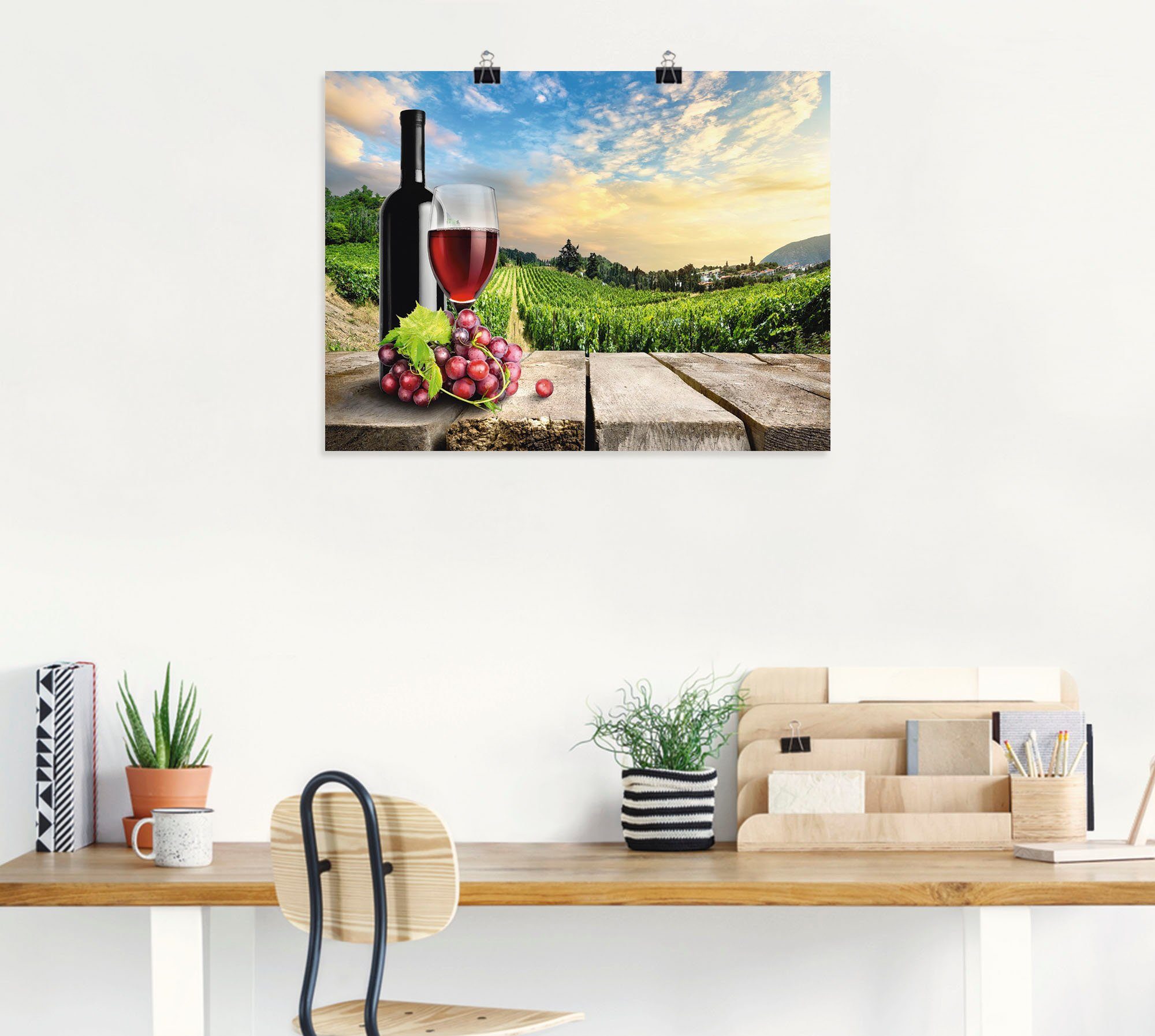 Artland Artprint Wijn voor wijnbergen als artprint van aluminium, artprint voor buiten, poster, muursticker in diverse maten formaten