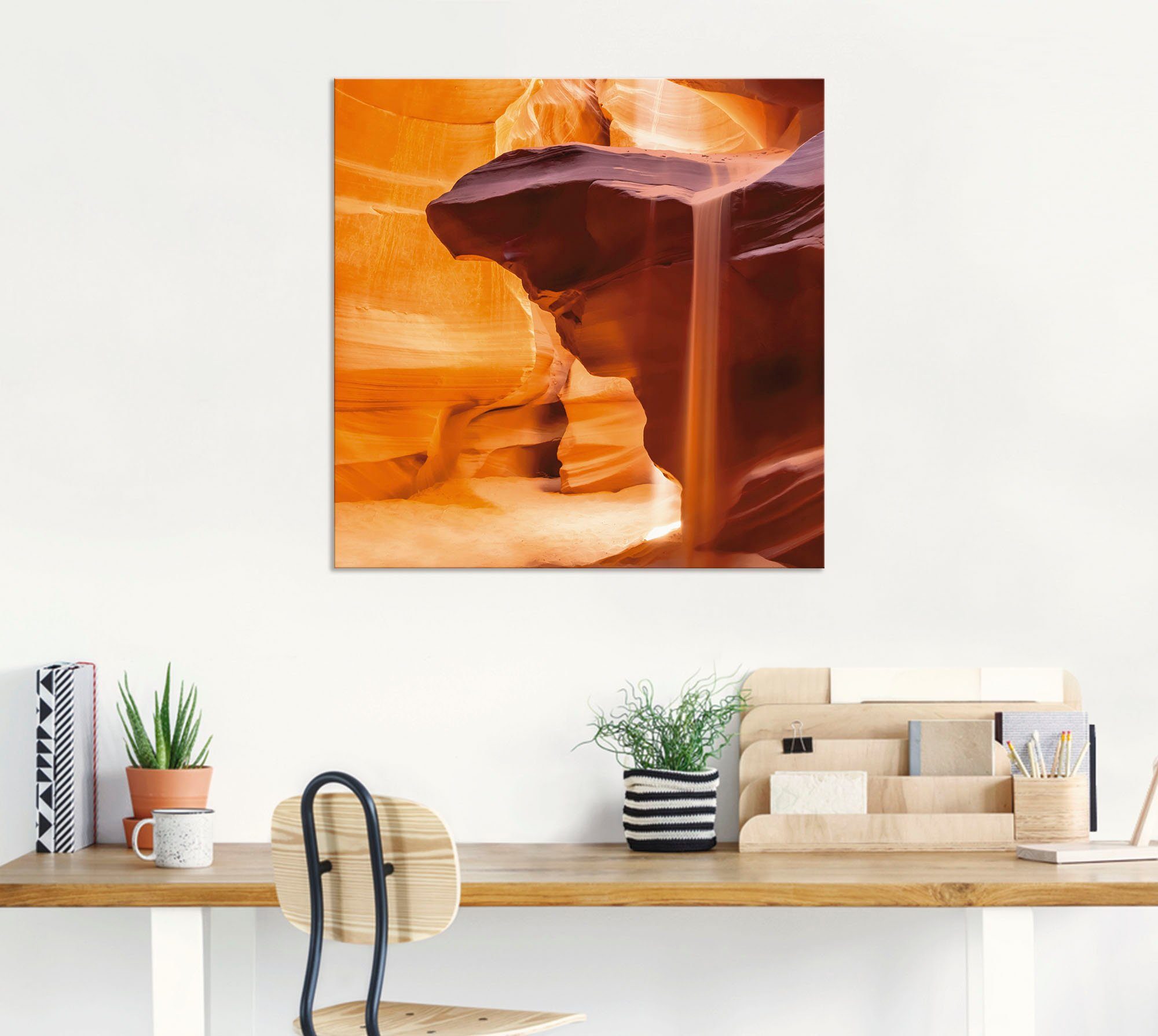 Artland Artprint Antelope Canyon zandstorm als artprint van aluminium, artprint op linnen, muursticker of poster in verschillende maten