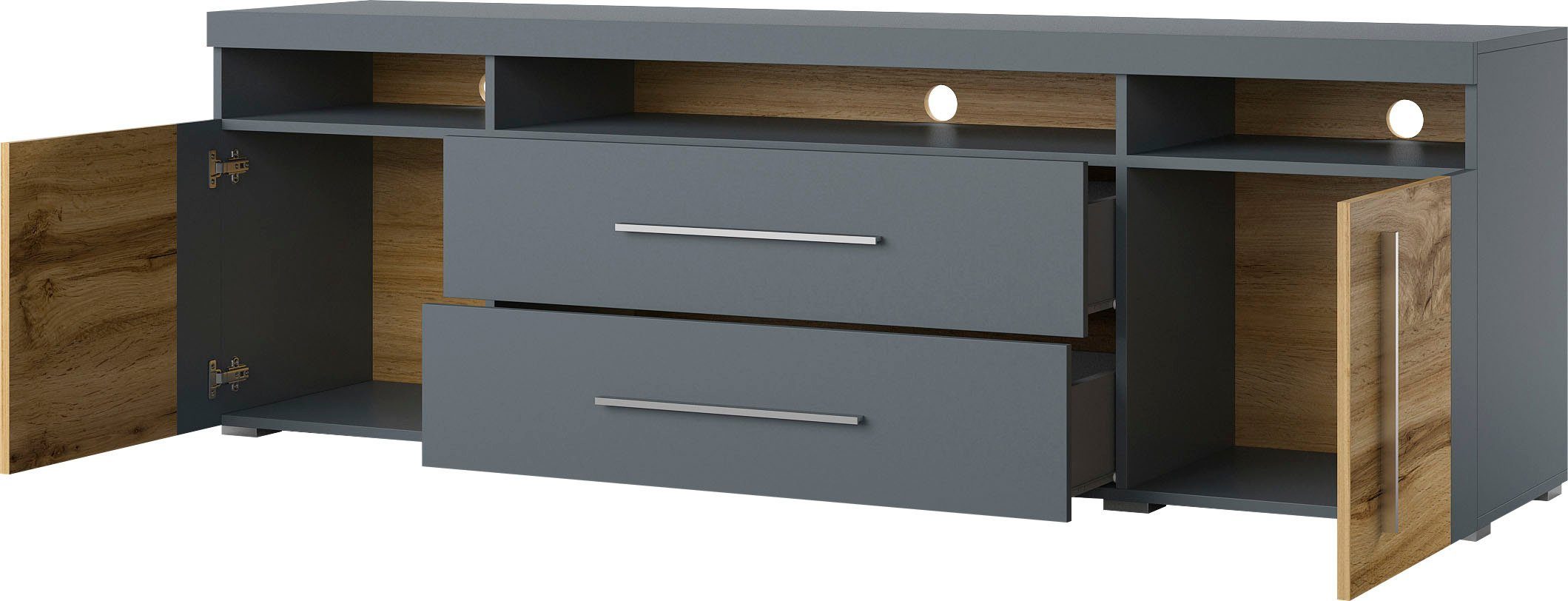 INOSIGN Tv-meubel Roger, breedte 182 cm, stijlvolle TV-kast, 2 deuren 2 laden