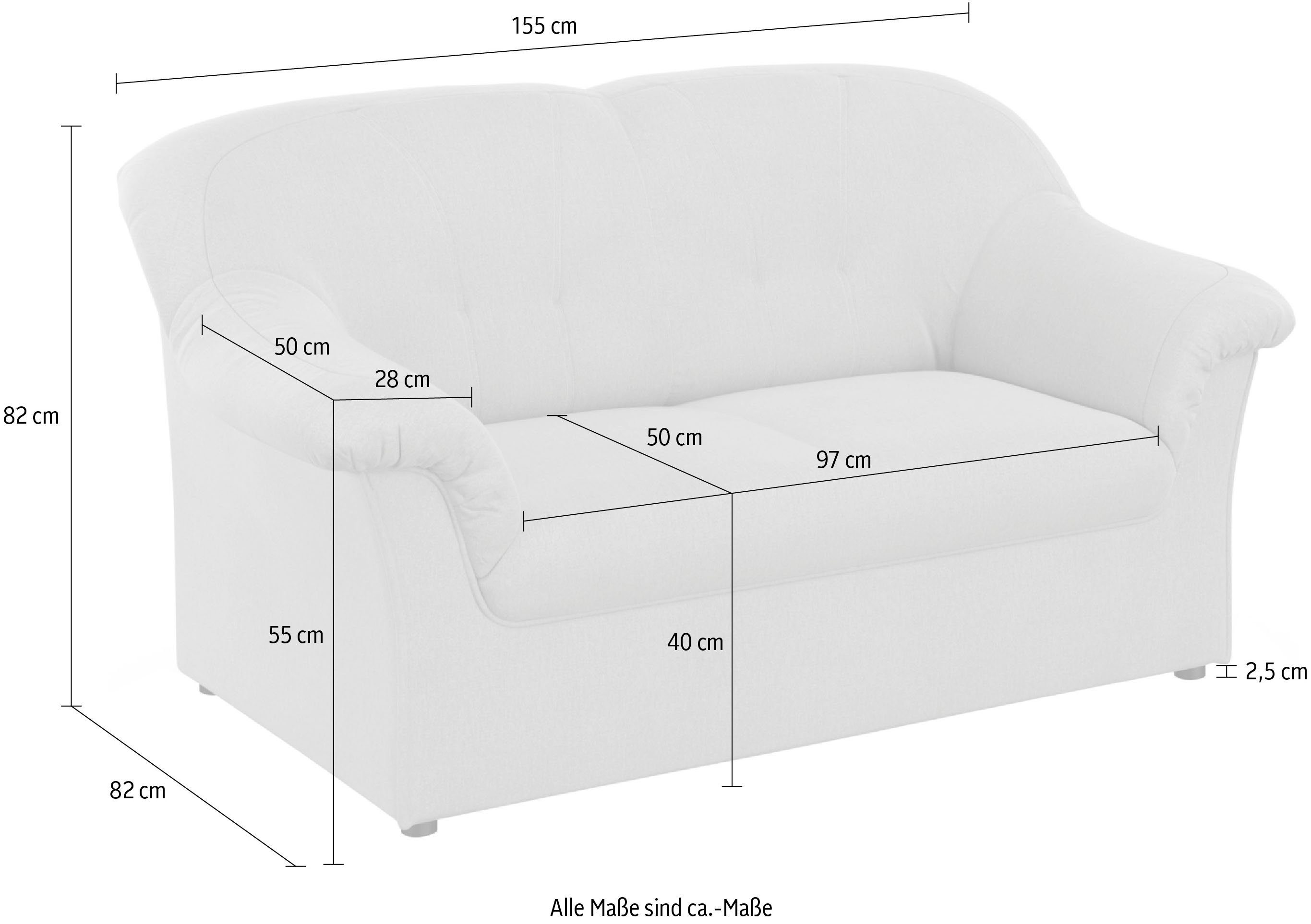 DOMO collection 2-zitsbank Pegnitz voor kleine ruimtes, breedte 155 cm,