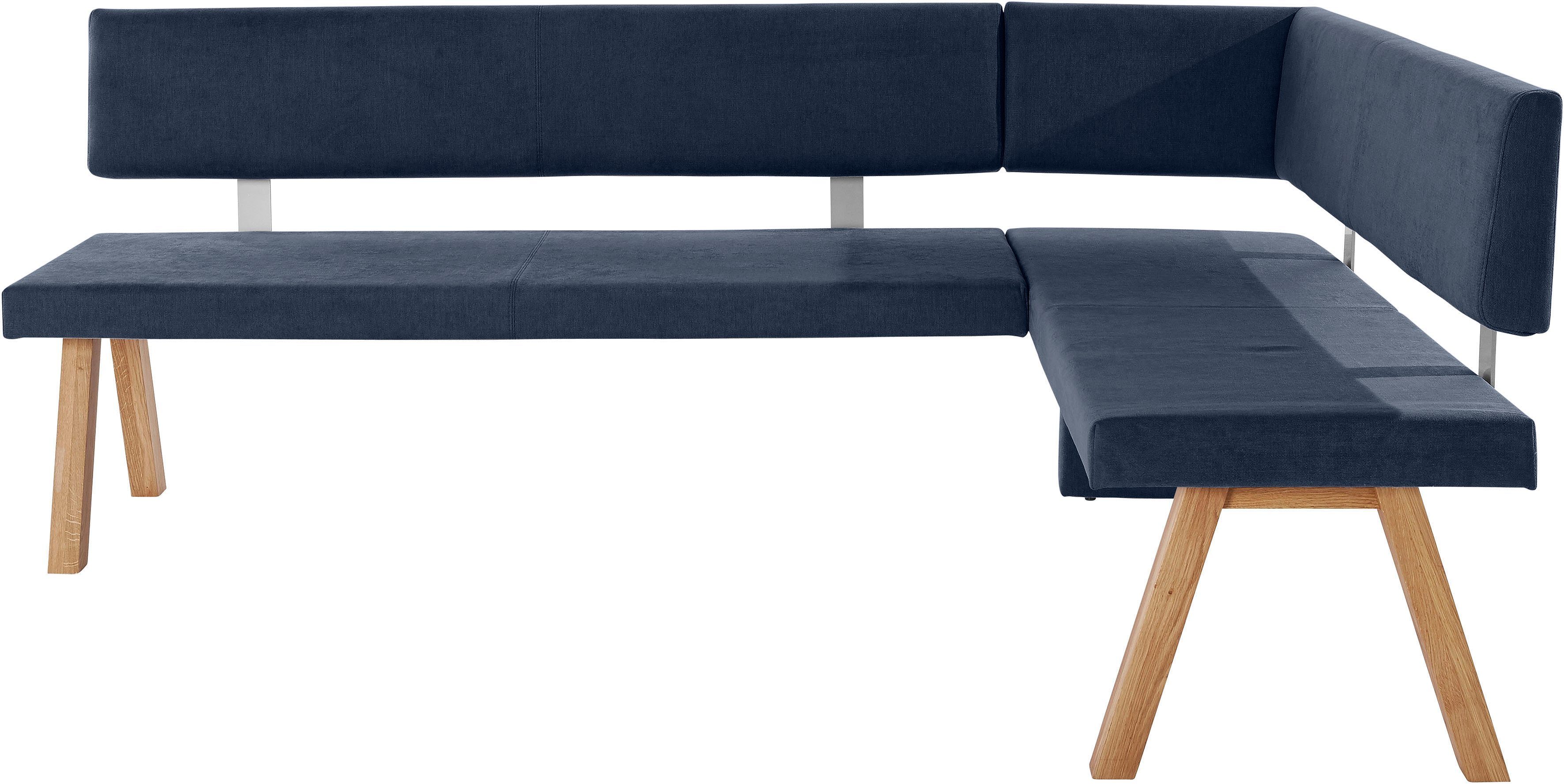 Home affaire Hoekbank Rio Massief hout in eiken geolied, eetkamerbank comfortabel gestoffeerd grijs, hoekbanken, 210 cm