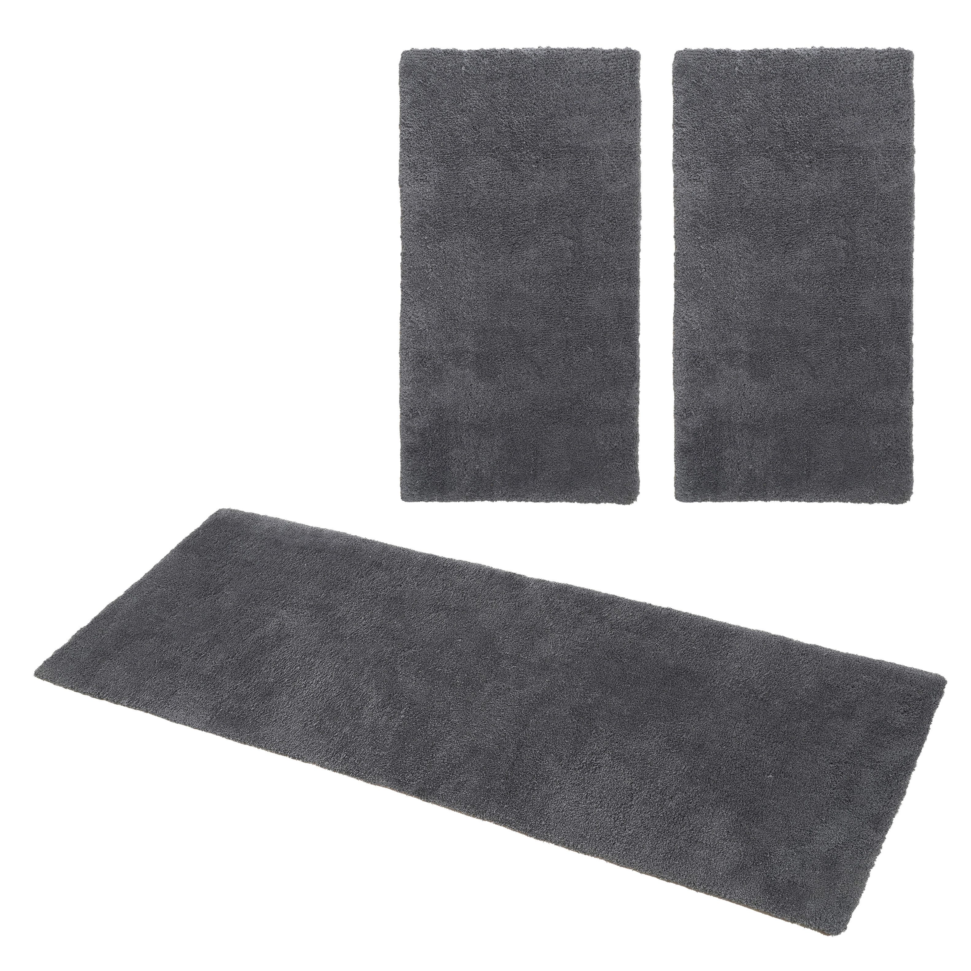 my home Set slaapkamerkleedjes met hoge pool Microvezeltapijt Magong, bijzonder zacht, zeer fijne pool uni, unikleurig slaapkamerkleed, loperset,