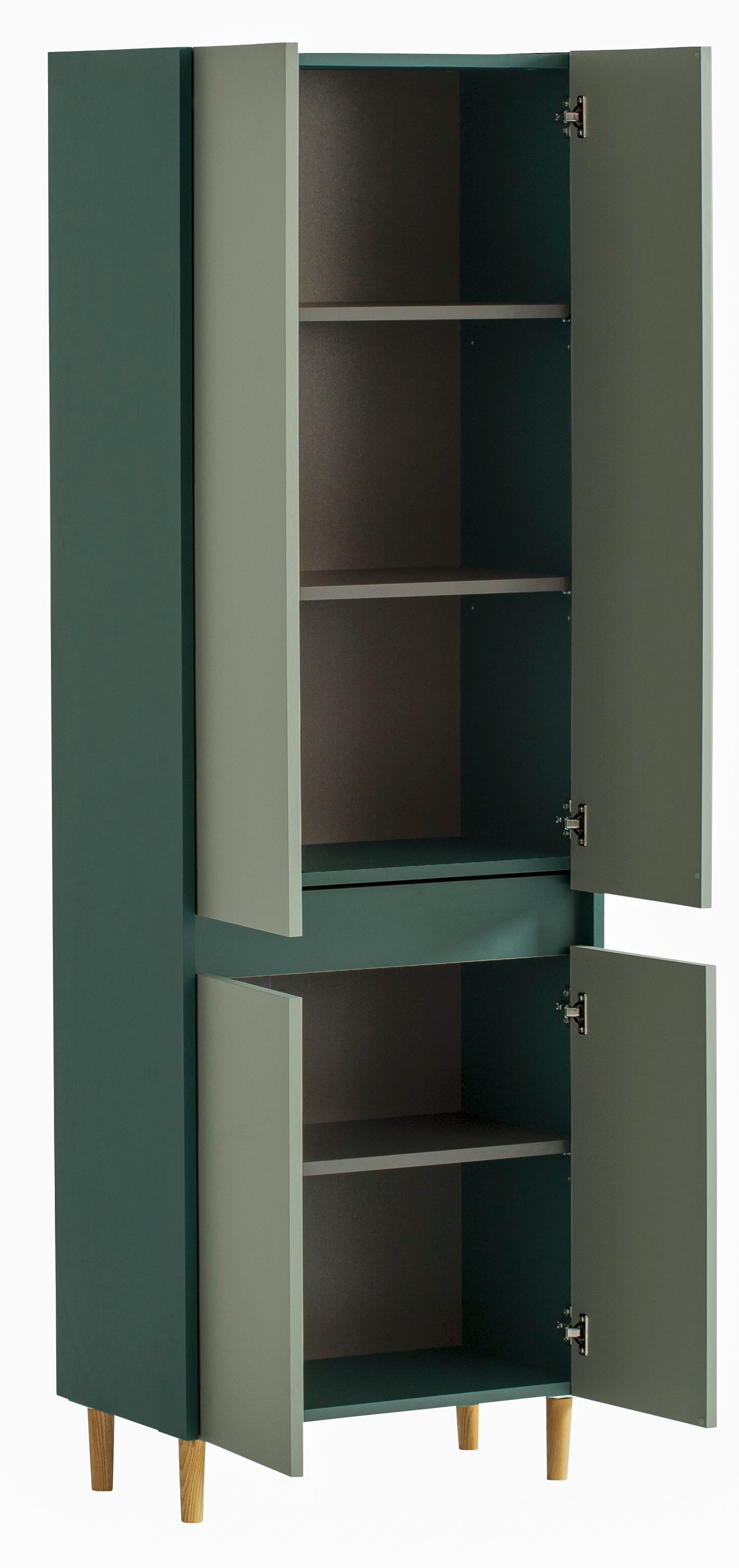 Schildmeyer Hoge kast Lovis, breedte 56 cm Metalen beslag, meubelpoot van massief hout