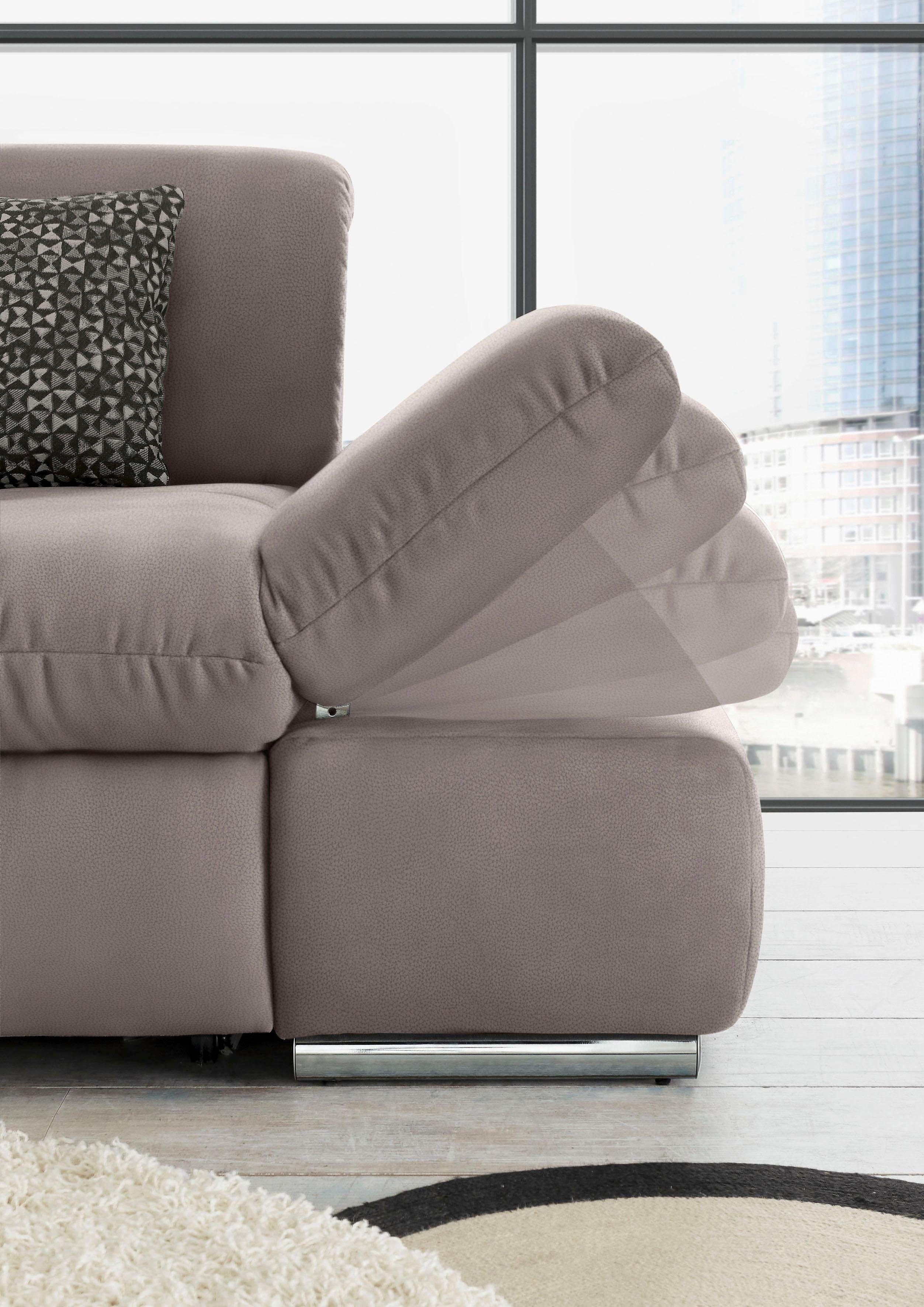 set one by Musterring Hoekbank SO4100 V met verstelbare hoofdeinden, optioneel met functies, cord bekleding