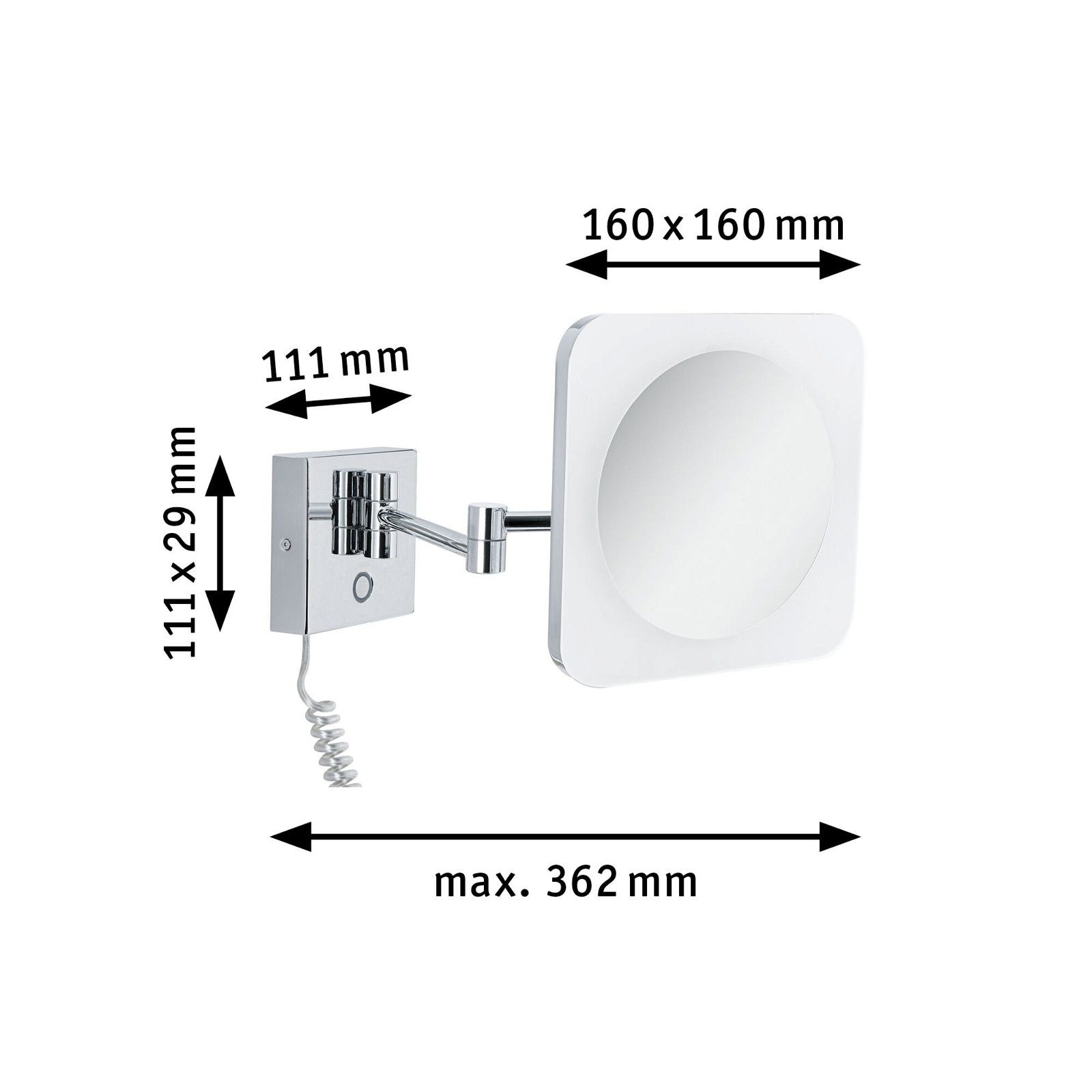 Paulmann Led-wandlamp Jora IP44 Witte Schakelaar 60lm 230V 3,3W Chroom, Wit, Spiegel (1 stuk)
