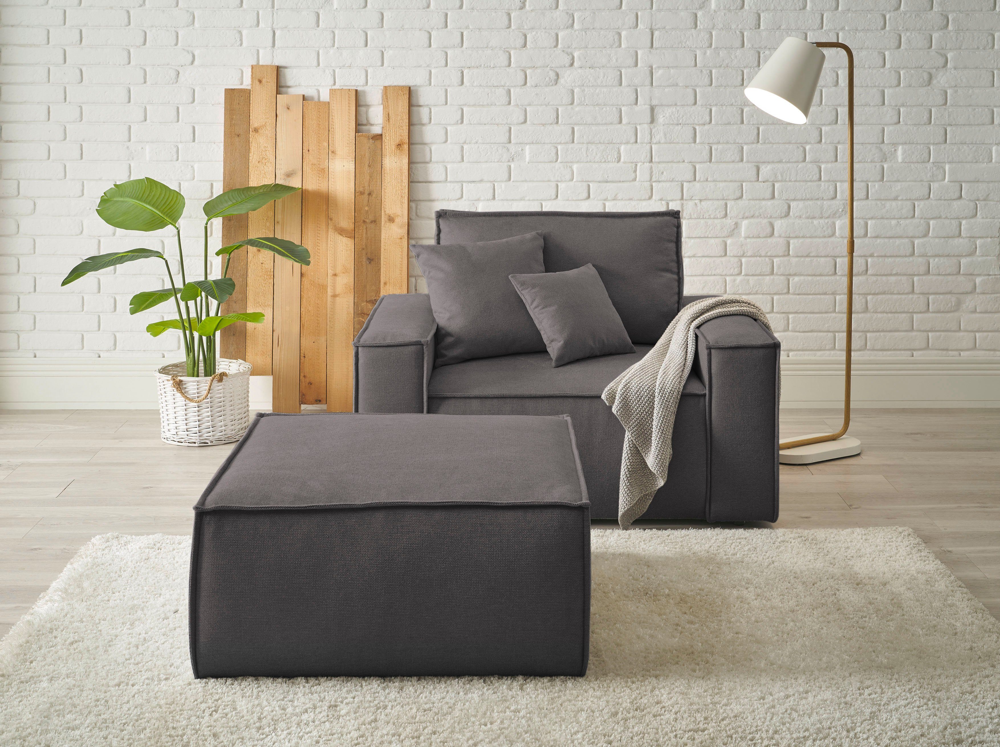andas Loveseat Finnley Loveseat en hocker als set, passend bij de bekleding-serie Finnley (2-delig)