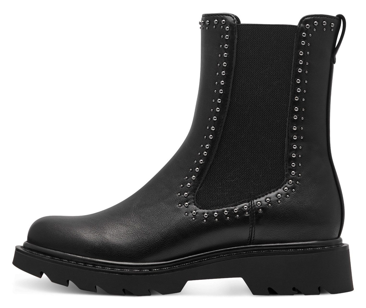 Tamaris Chelsea-boots blokhak, enkellaars, bikerboots bezet met glanzende studs