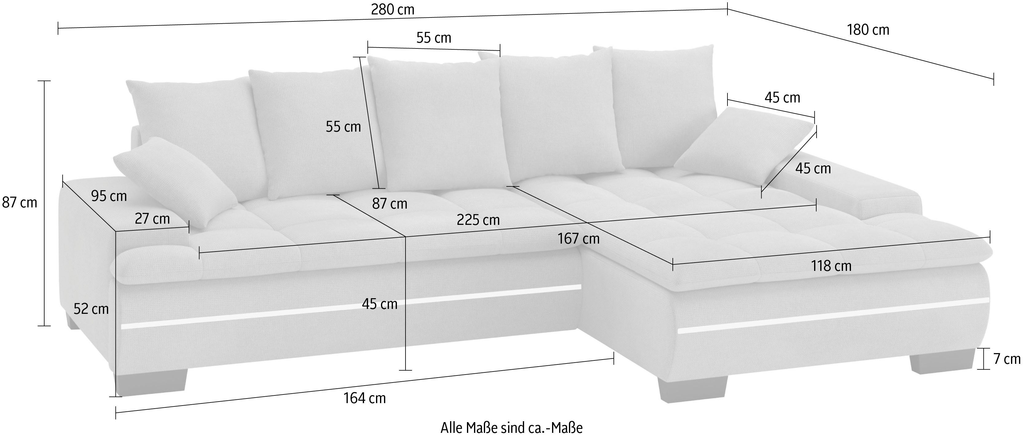 Mr. Couch Hoekbank Haiti II, L-vorm RGB-LED verlichting, koudschuim, optioneel met bed, bedlade