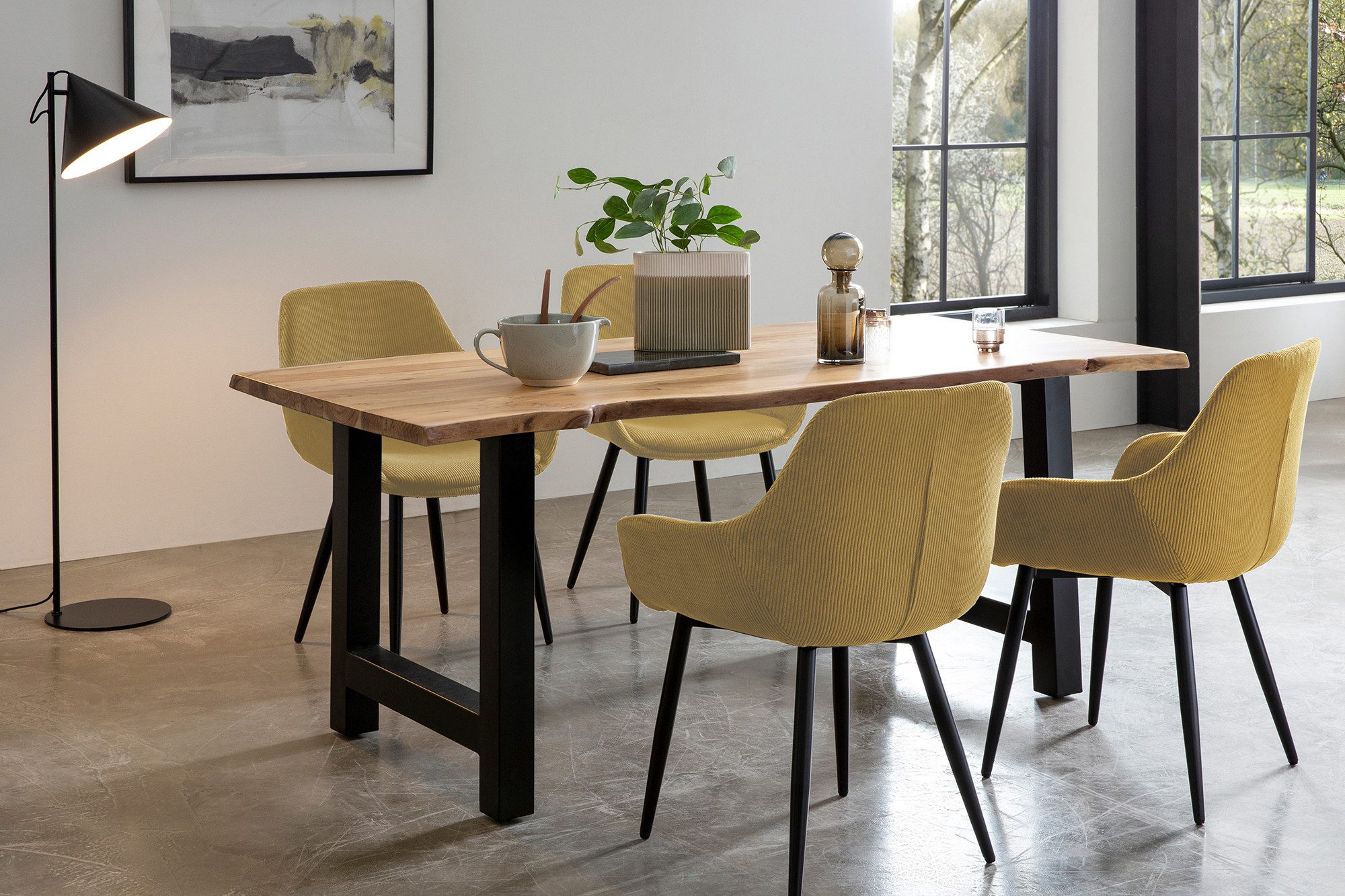SalesFever Eethoek Massief hout geolied en tweevoudig gewaxt (set, 5-delig) eethoeken beige
