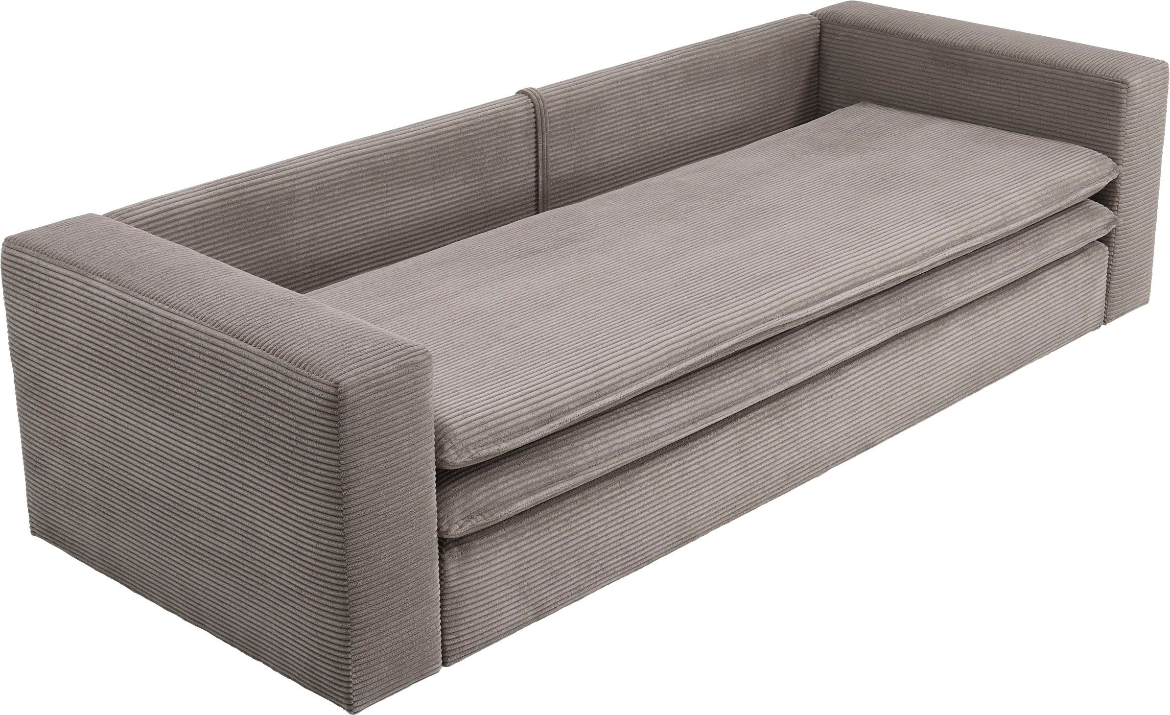 Places of Style 3-zitsbank PIAGGE Cord-bekleding - met slaapfunctie en bedkist, met praktische topmatras