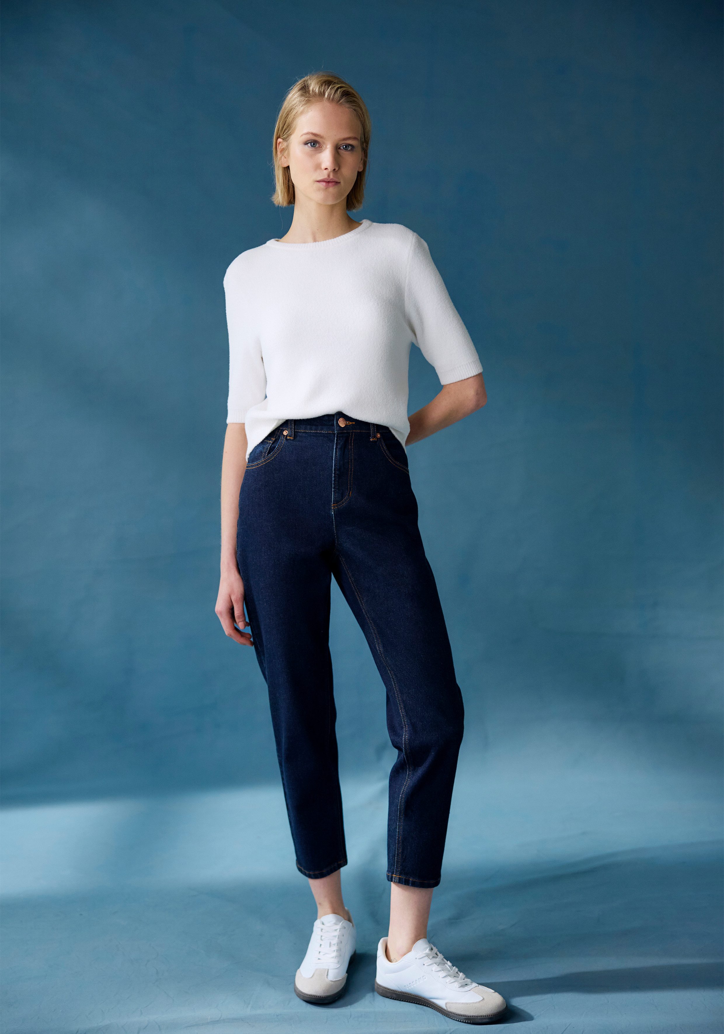 Lascana Mom jeans met hoge taille. elastische denimstof