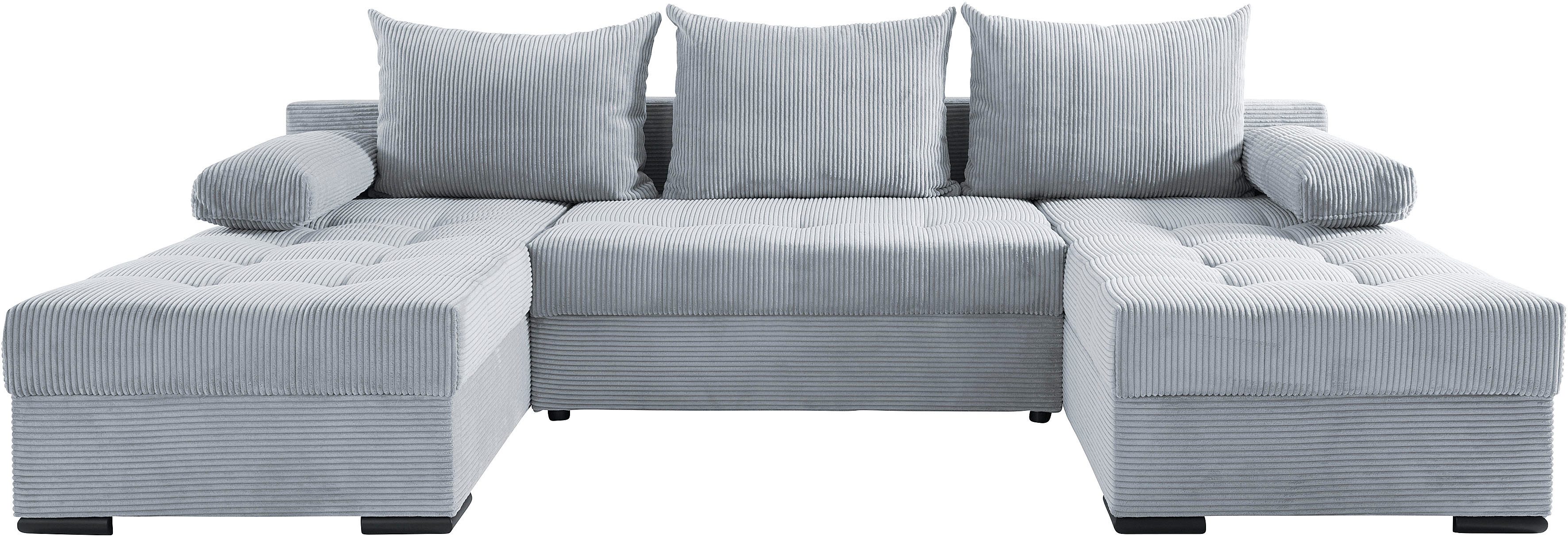 COLLECTION AB Zithoek Josy U-vorm, breedte 269 cm, platweefsel, structuur, kunstleer