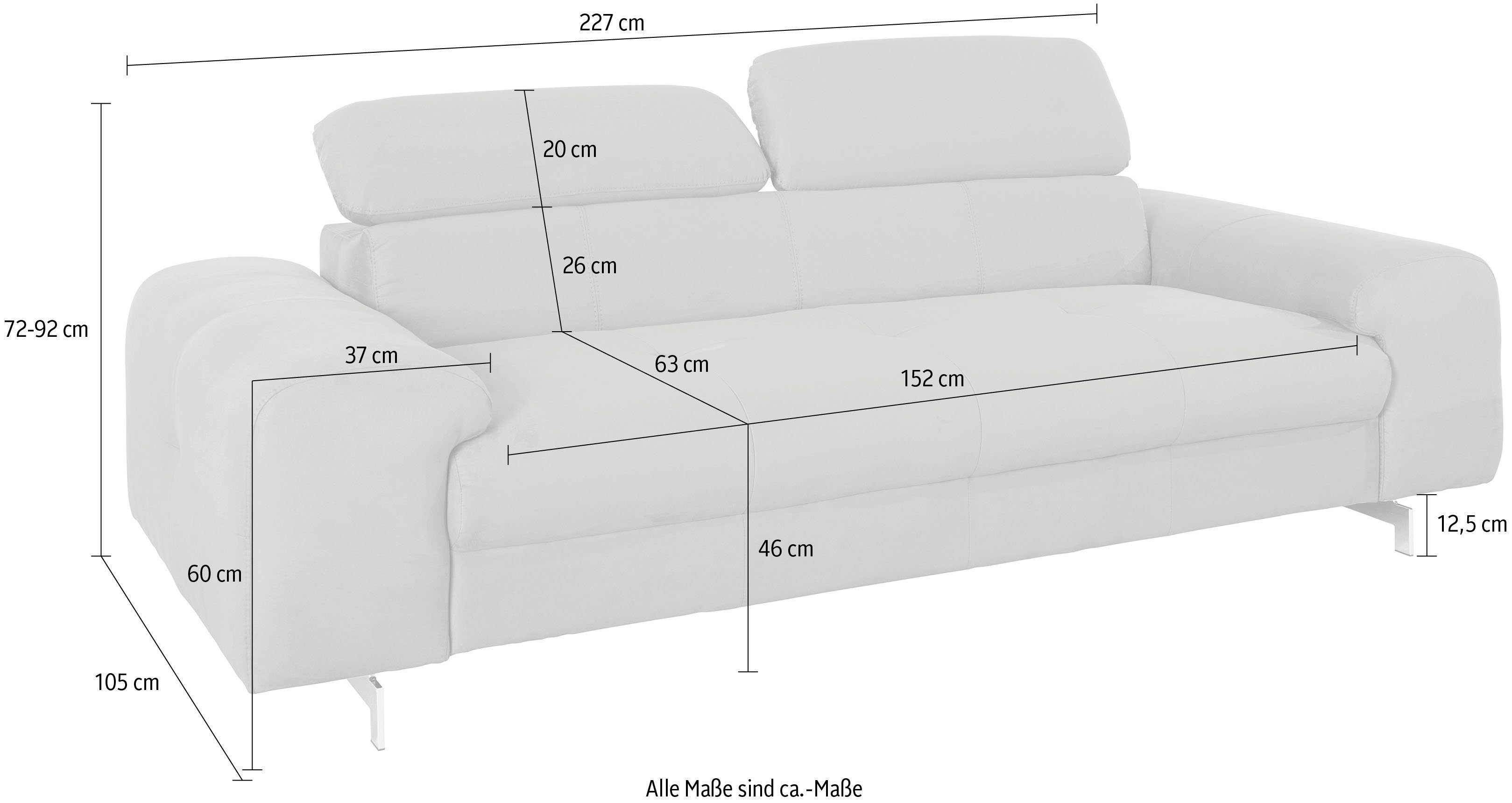 COTTA 3-zitsbank Chef 3-zitsbank met elegante stiksels, bodemvrijheid 12,5 cm