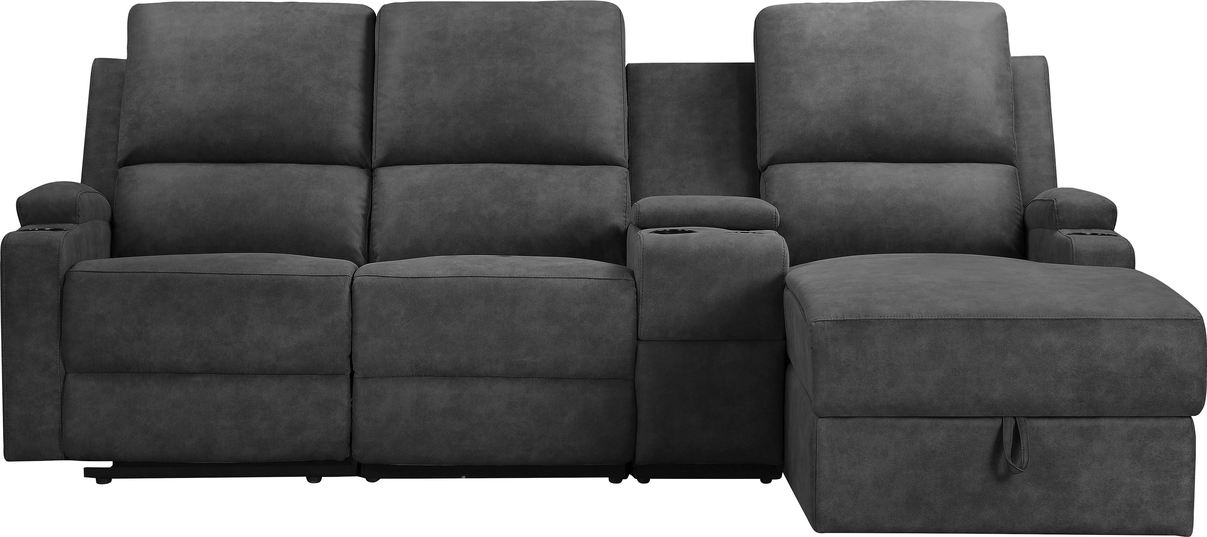 Home affaire Hoekbank Napori multimediabank, 3 bioscoopstoelen XXL, L-model, Bioscoopbank met relaxfunctie, bekerhouder, opbergvak en opbergbox