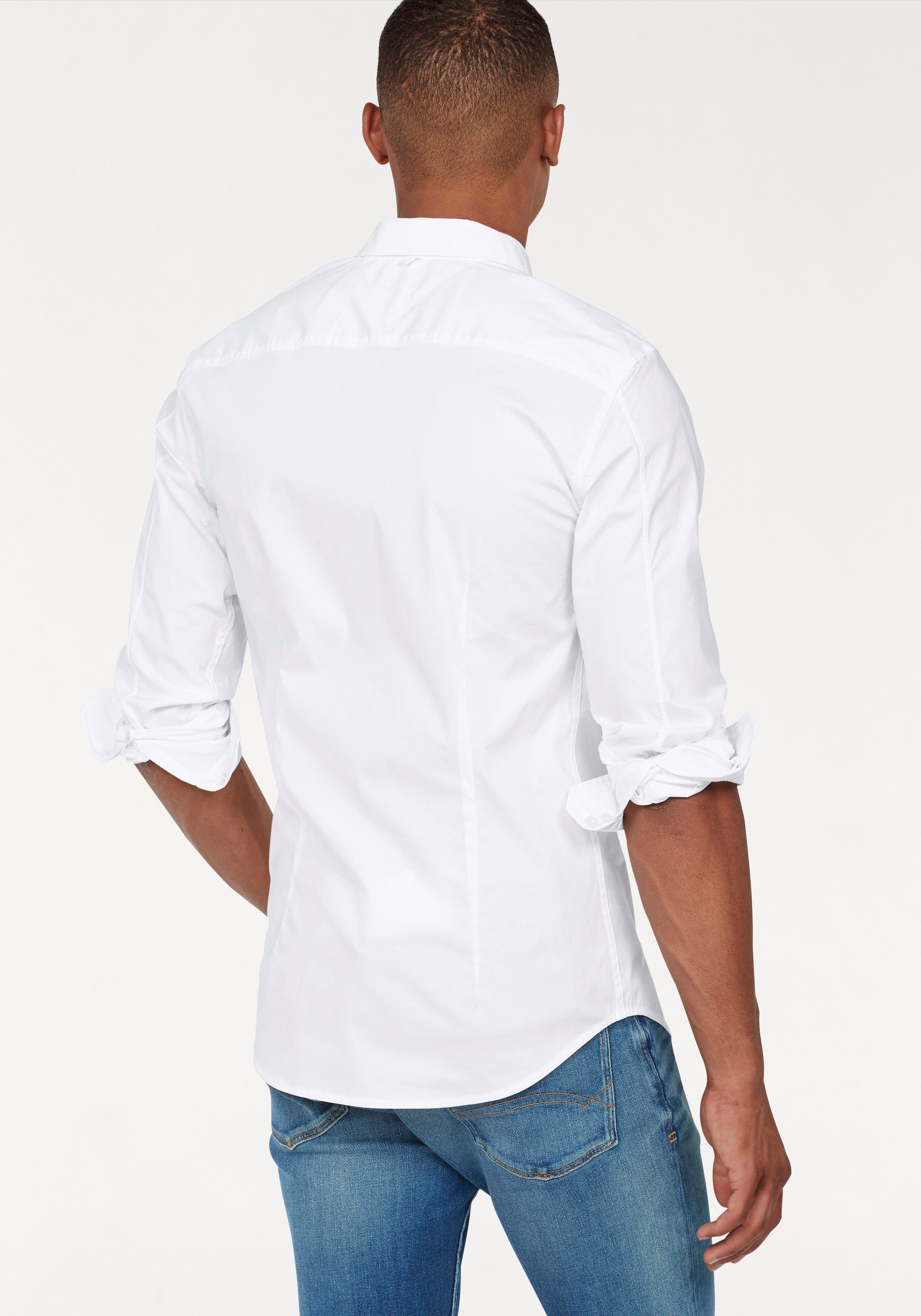 TOMMY JEANS Overhemd met lange mouwen Sabim Stretch Hemd Shirt Stretch shirt, premium, slim fit, met elastaan