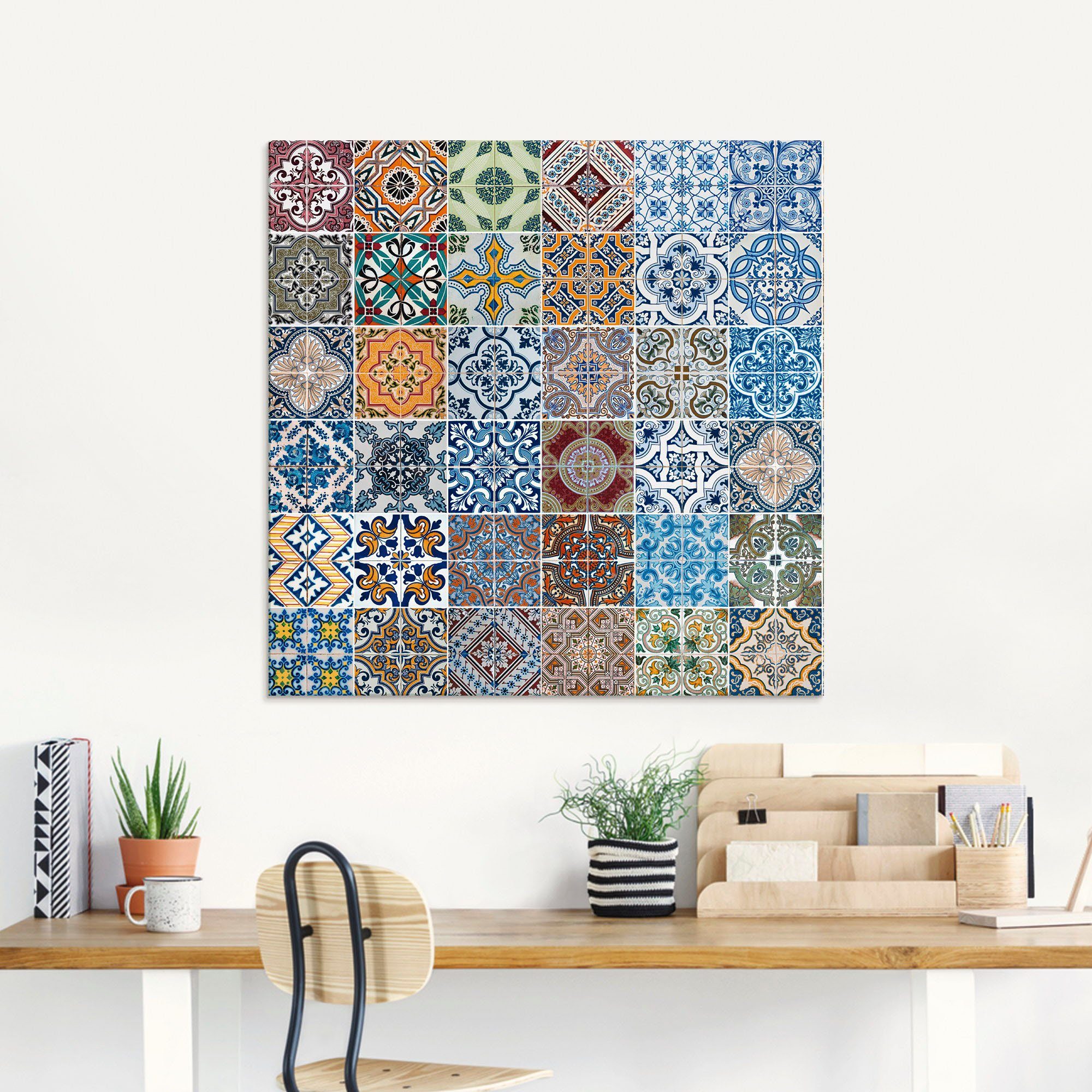 Artland Print op glas Gedessineerde keramische tegels